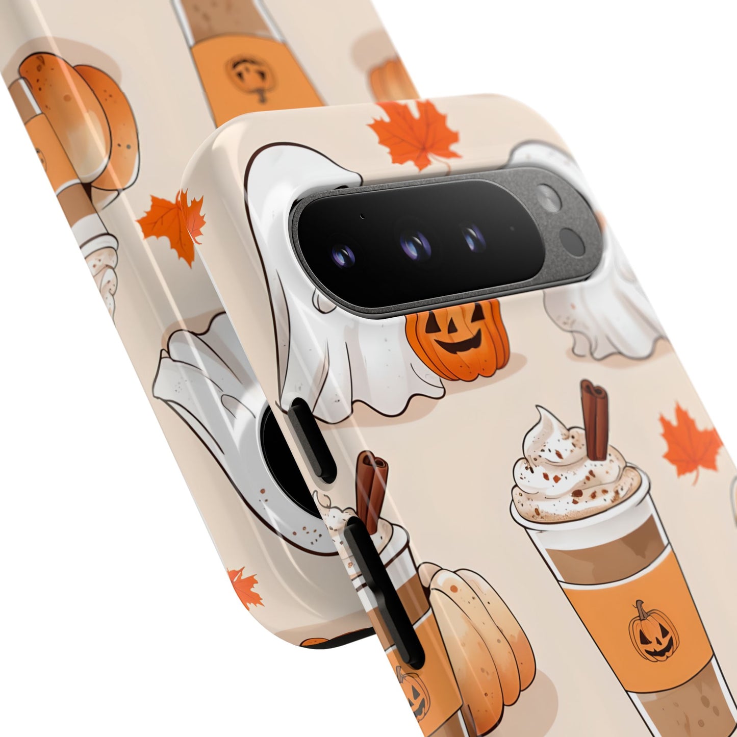 Kawaii Ghost Phone Case, Halloween Coffee Case, Pumpkin Spice iPhone Cover, Cute Fall Phone Grip, Spooky Season Aesthetic