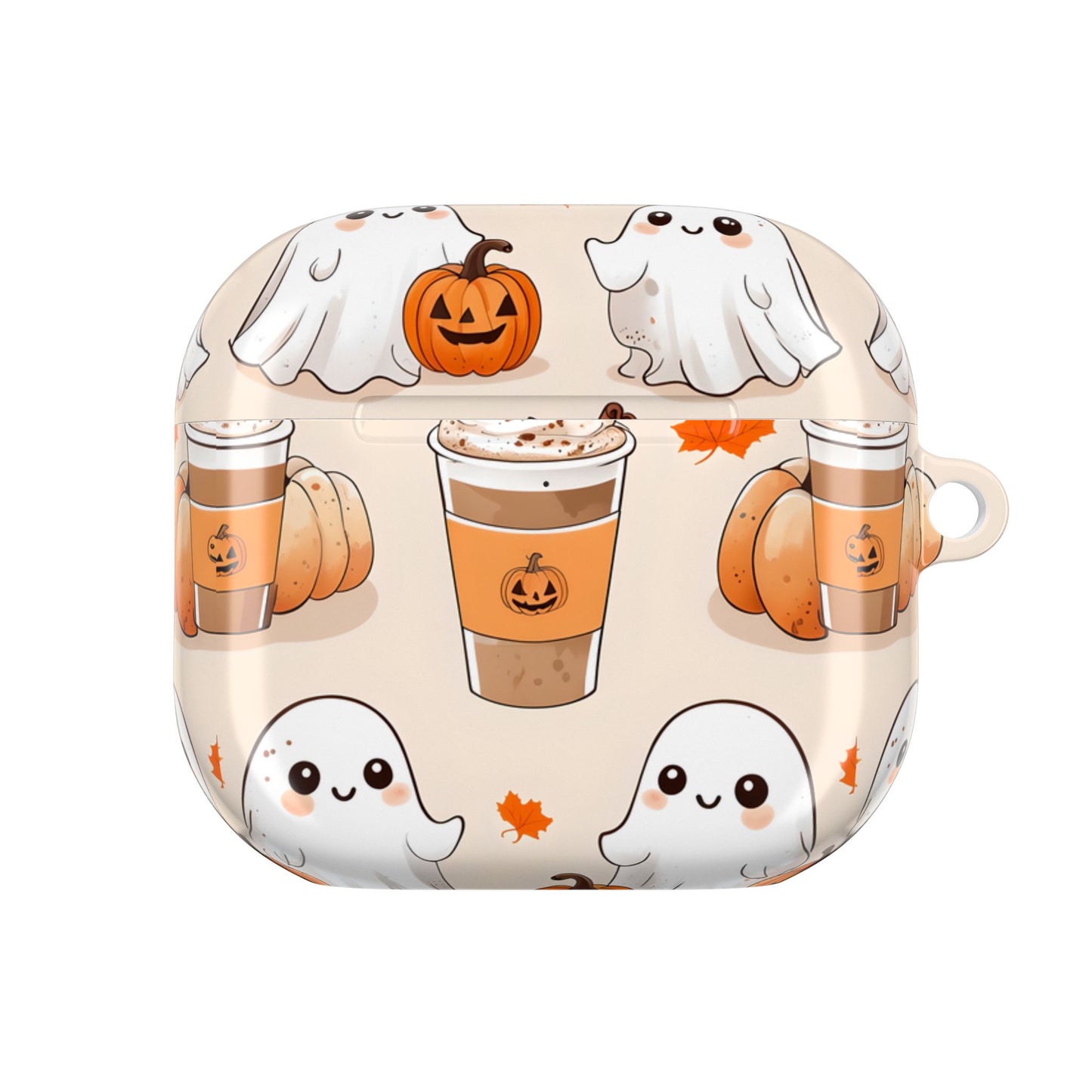 Fall Ghost Coffee AirPods Case, Cute Halloween AirPods Case, Pumpkin Coffee AirPods Cover, Autumn Ghost AirPods Case