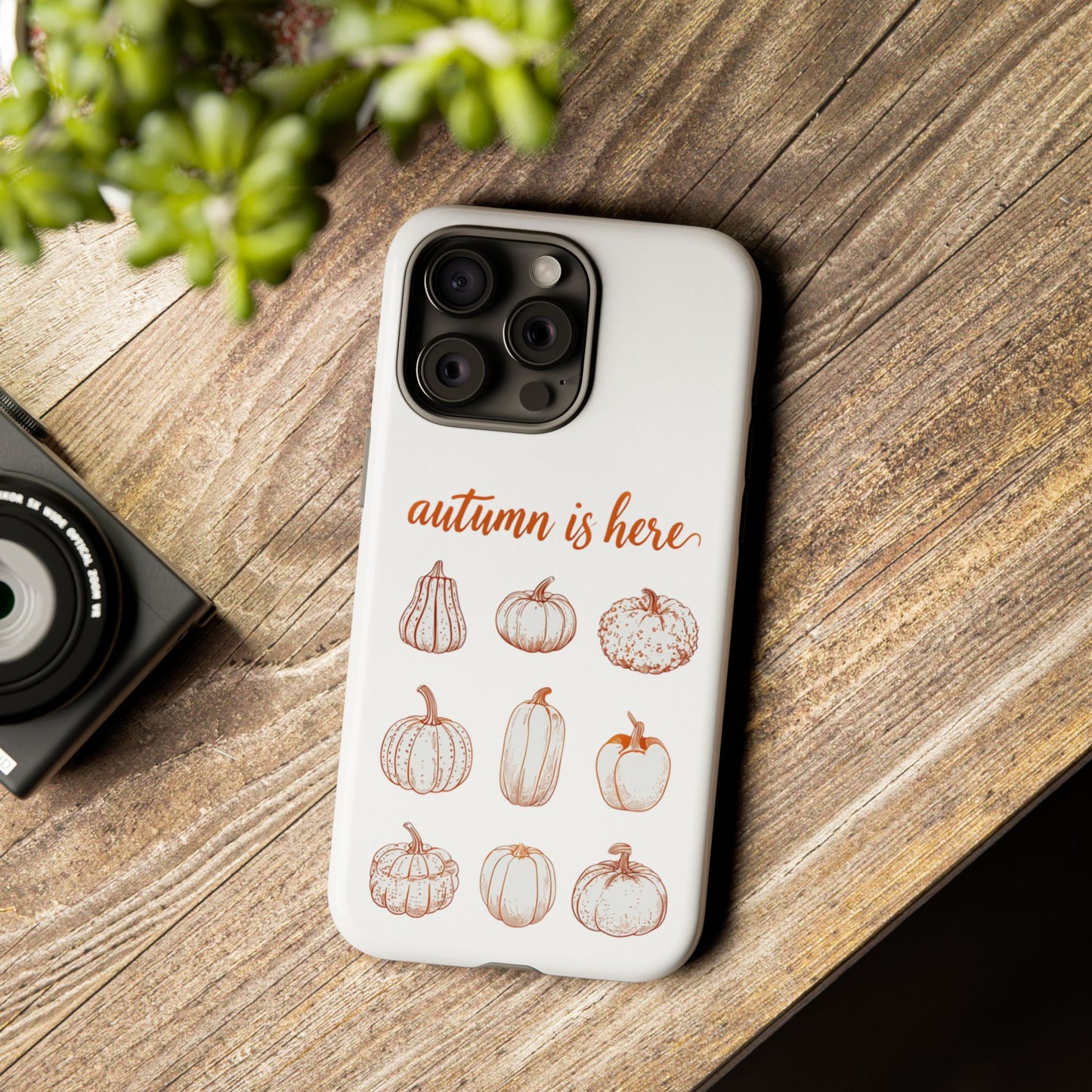 Autumn is Here Pumpkin Phone Case, Fall Pumpkin Illustration Phone Cover, Seasonal Autumn Phone Accessory