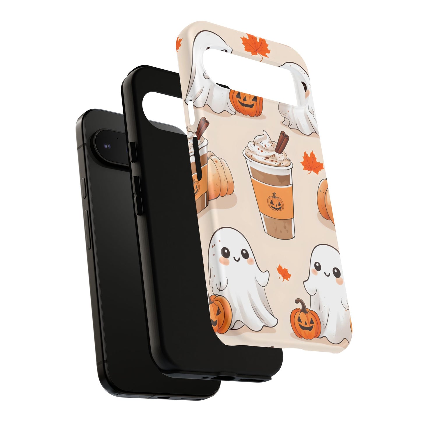 Kawaii Ghost Phone Case, Halloween Coffee Case, Pumpkin Spice iPhone Cover, Cute Fall Phone Grip, Spooky Season Aesthetic