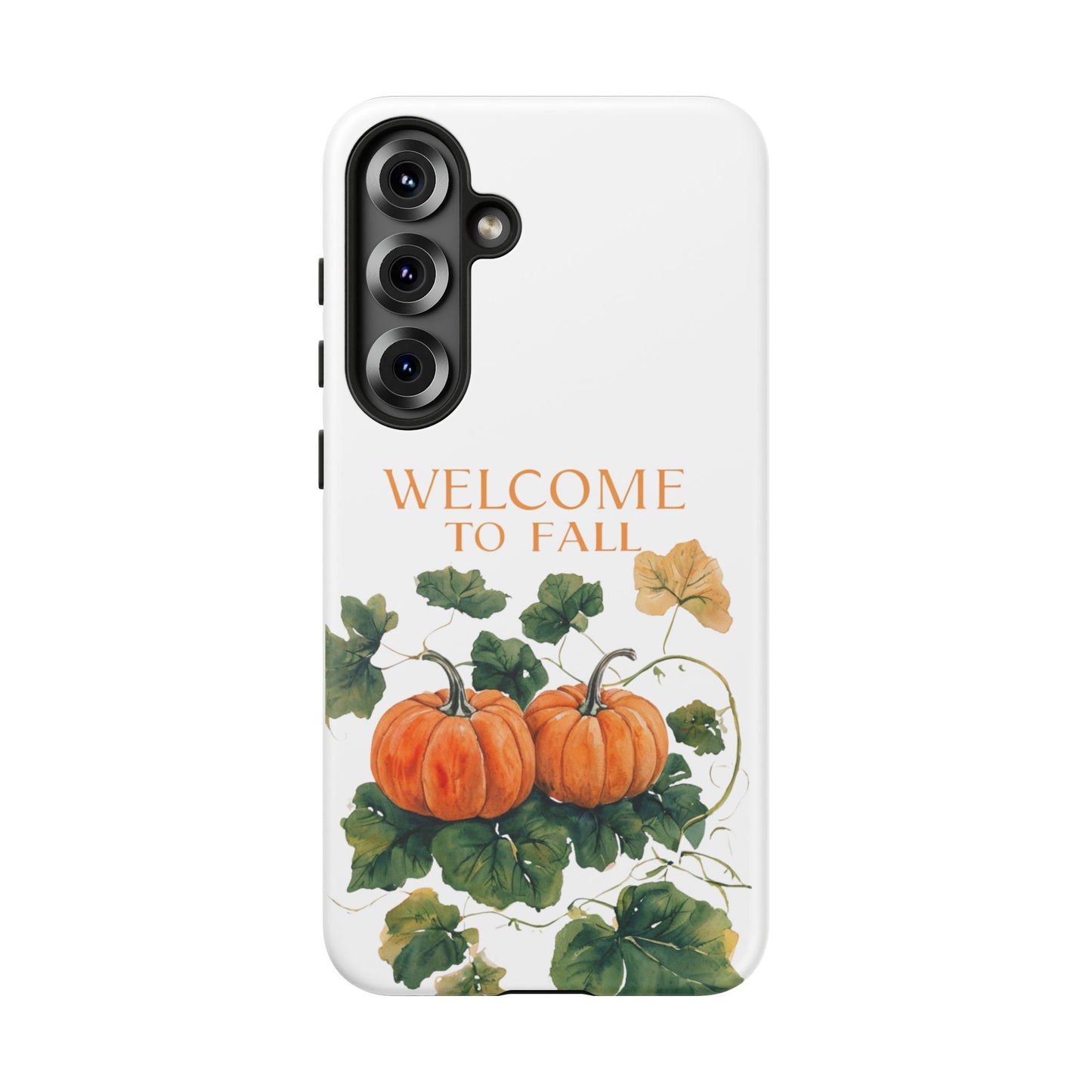 Welcome to Fall Phone Case, Pumpkin Autumn Leaves Design, Fall Aesthetic iPhone Cover, Seasonal Harvest Gift for Her