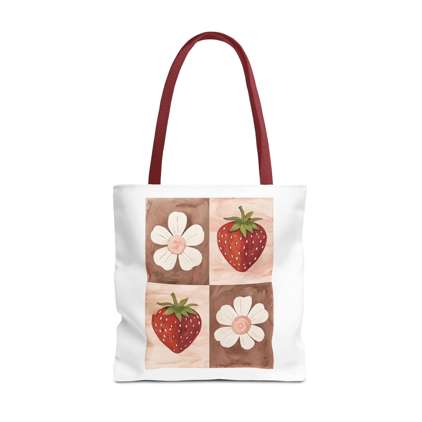 Strawberry Floral Tote Bag, Perfect for Spring, Eco-Friendly Shopping, Farmers Market, Gifts for Her, Cute Weekend Bag