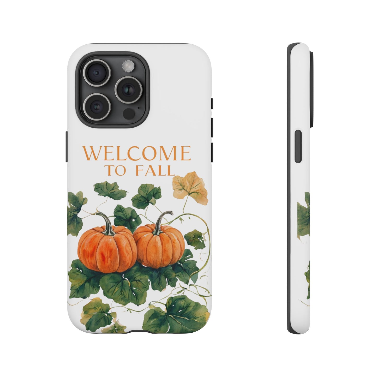 Welcome to Fall Phone Case, Pumpkin Autumn Leaves Design, Fall Aesthetic iPhone Cover, Seasonal Harvest Gift for Her