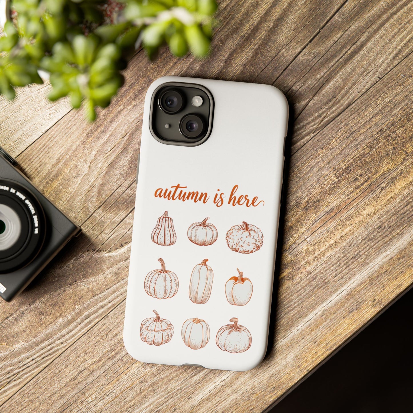 Autumn is Here Pumpkin Phone Case, Fall Pumpkin Illustration Phone Cover, Seasonal Autumn Phone Accessory