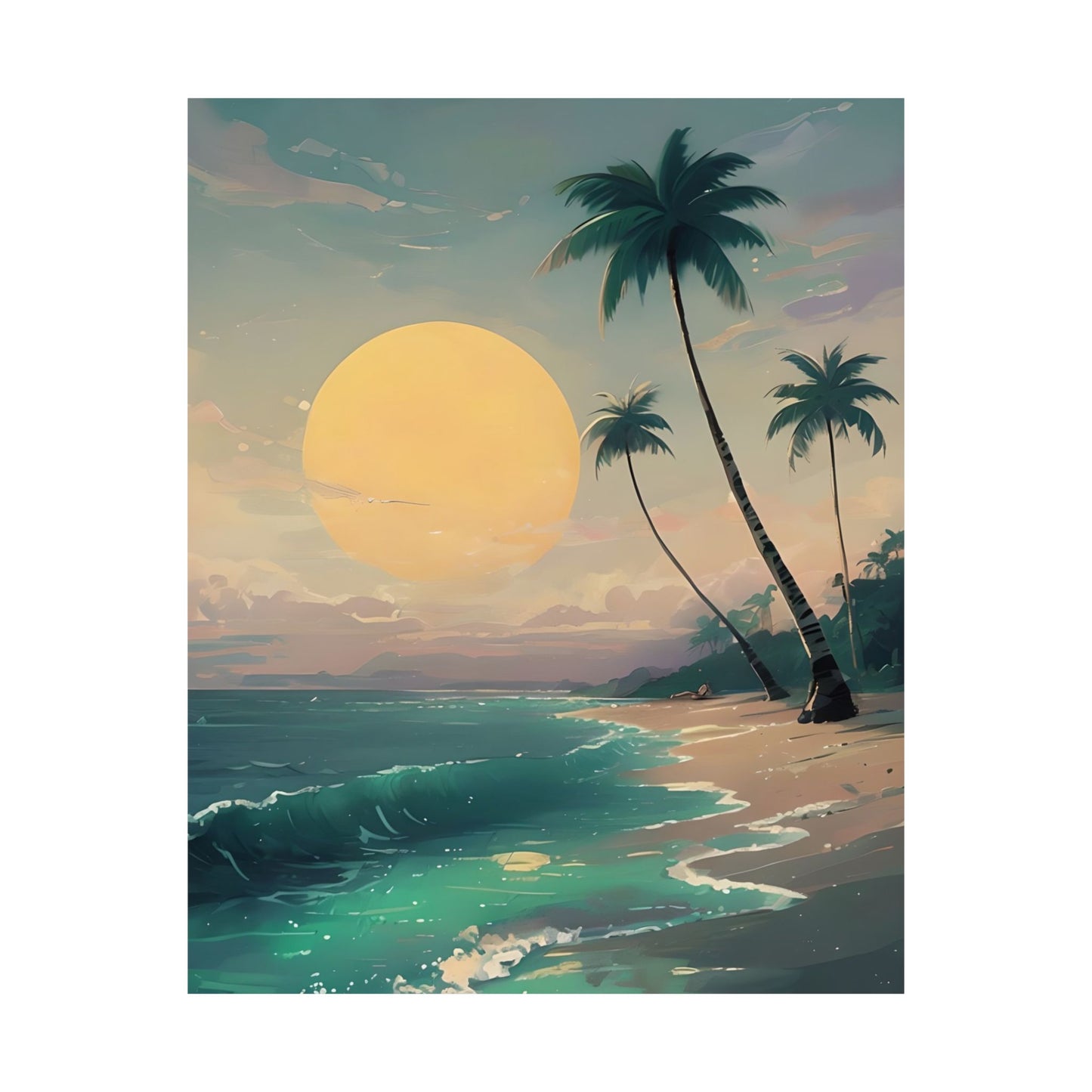 Beach Sunset Vertical Posters - Tropical Wall Art, Ocean Decor, Summer Vibes, Relaxation Artwork, Gift for Nature Lovers