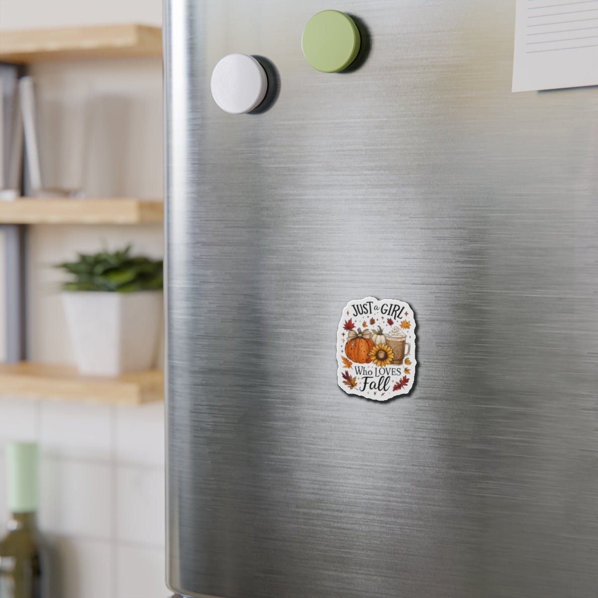 Just a Girl Who Loves Fall Magnet, Pumpkin Spice Fridge Magnet, Cute Autumn Décor, Sunflower PSL Gift, Fall Aesthetic Locker Magnet