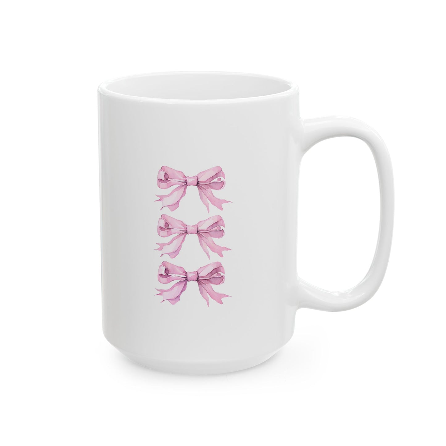Charming Pink Triple Ribbon Ceramic Mug, Perfect Gift for Breast Cancer Awareness, Tea Lovers, Coffee Enthusiasts, Holiday, Self-Care