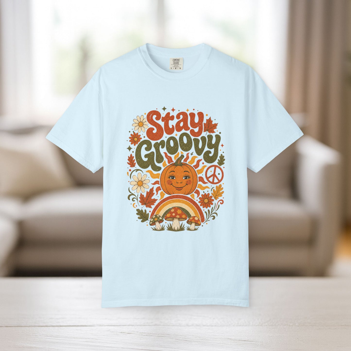 Stay Groovy Shirt | Retro Fall Comfort Colors Tee | 70s Pumpkin Graphic Tee | Boho Autumn Shirt | Groovy Fall Peace Sign T-Shirt