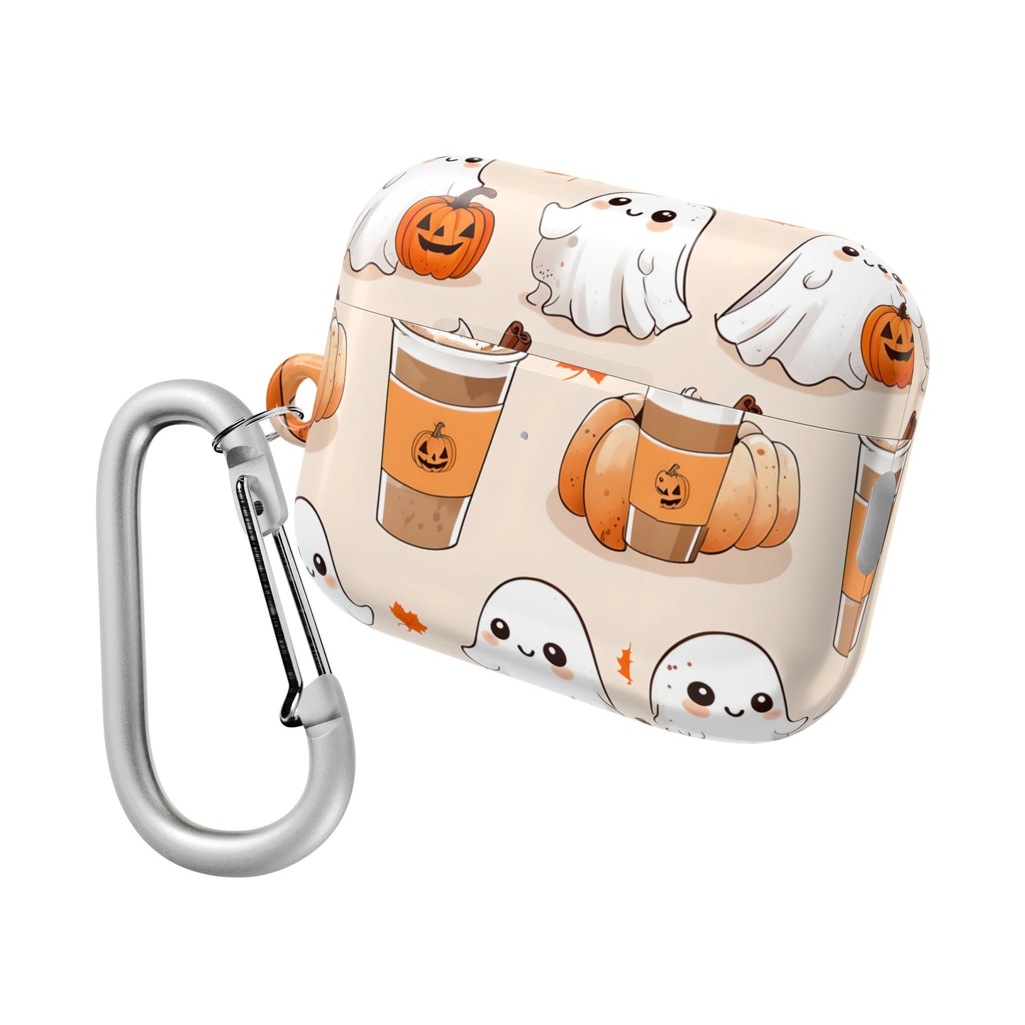 Fall Ghost Coffee AirPods Case, Cute Halloween AirPods Case, Pumpkin Coffee AirPods Cover, Autumn Ghost AirPods Case