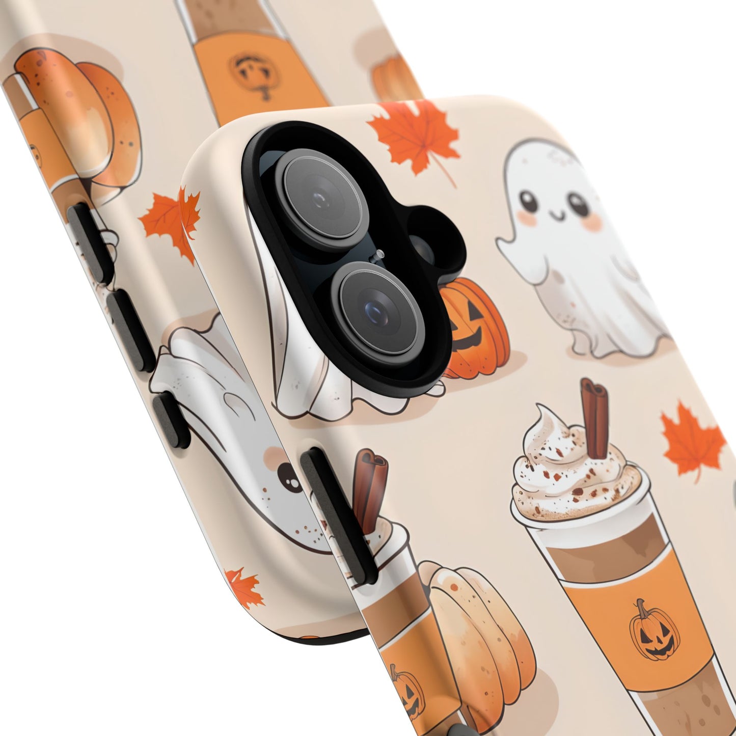 Kawaii Ghost Phone Case, Halloween Coffee Case, Pumpkin Spice iPhone Cover, Cute Fall Phone Grip, Spooky Season Aesthetic