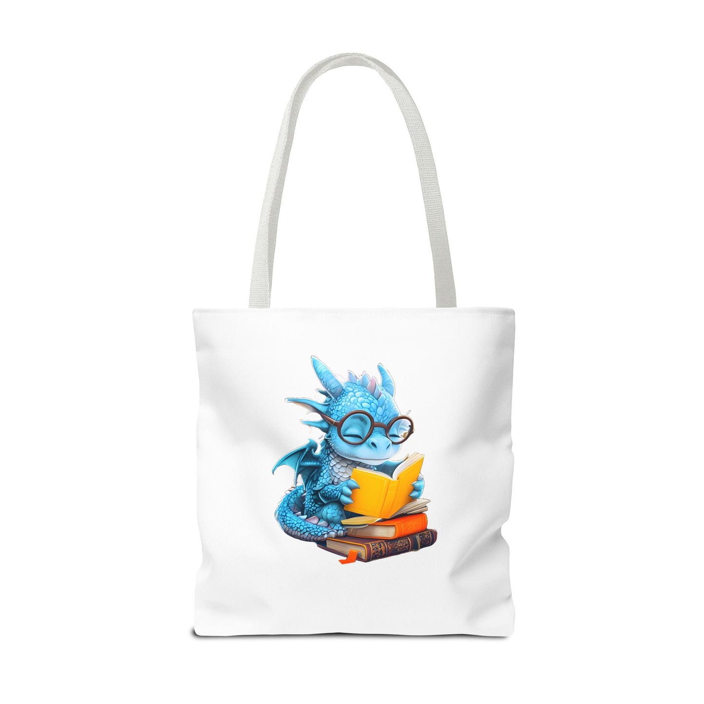 Cute Dragon Reading Tote Bag, Book Lover Gift, Fantasy Art Tote, Dragon Enthusiast, Whimsical Bag for Everyday Use