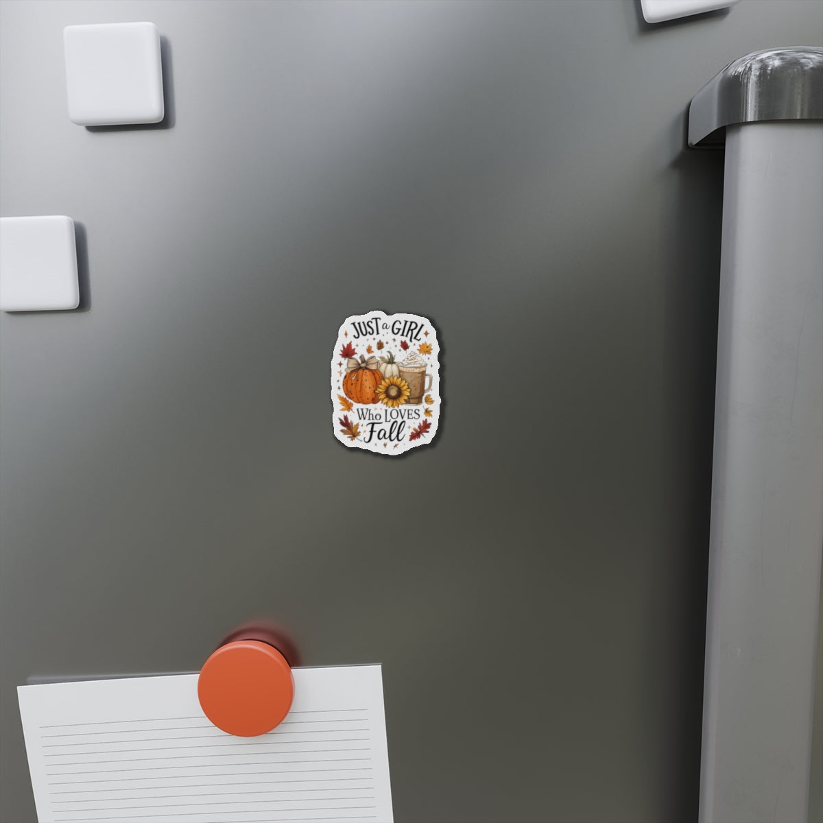 Just a Girl Who Loves Fall Magnet, Pumpkin Spice Fridge Magnet, Cute Autumn Décor, Sunflower PSL Gift, Fall Aesthetic Locker Magnet