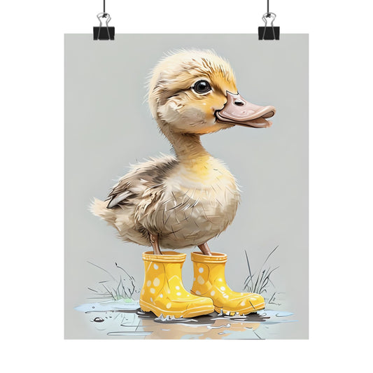 Whimsical Duckling Poster Art, Cute Nursery Decor, Unique Animal Print, Kids Room Wall Art, Gift for Children
