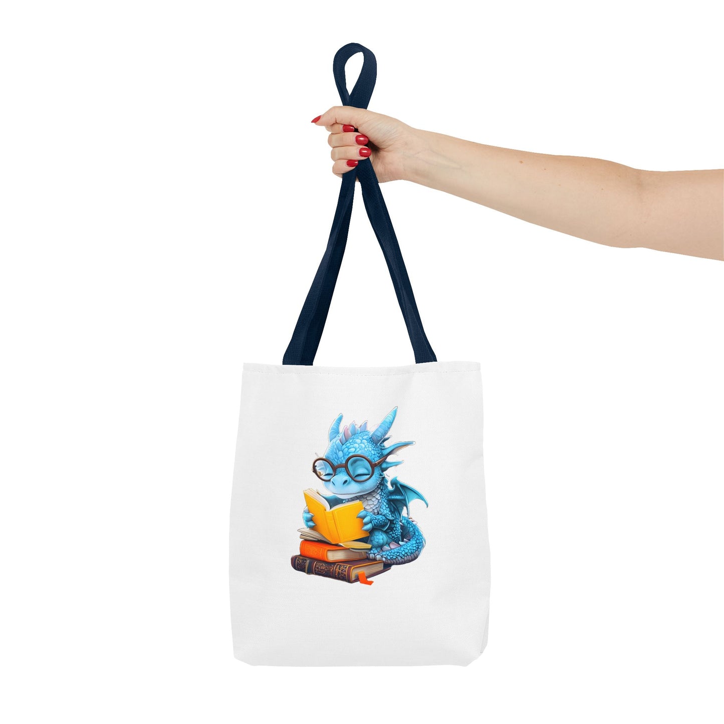 Cute Dragon Reading Tote Bag, Book Lover Gift, Fantasy Art Tote, Dragon Enthusiast, Whimsical Bag for Everyday Use