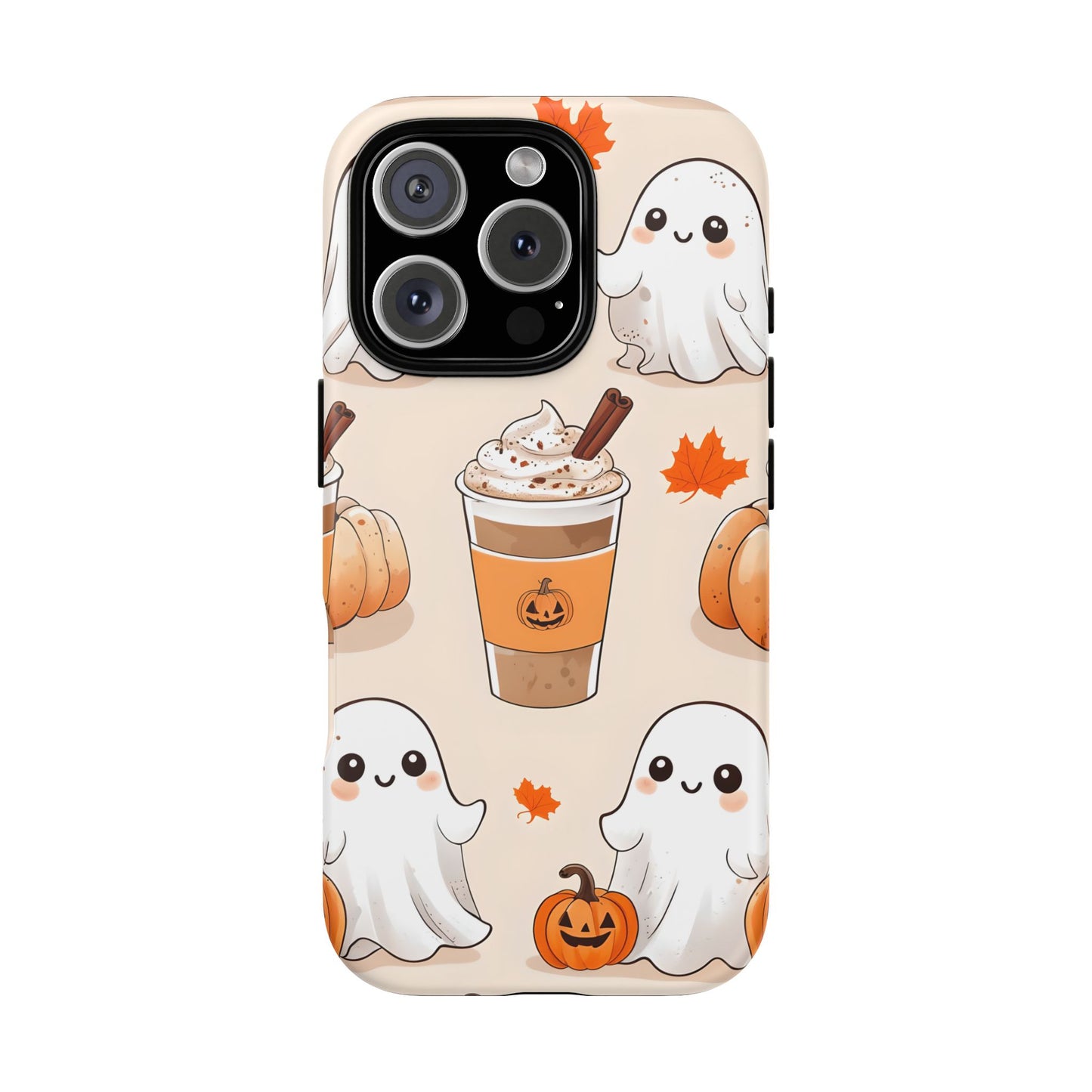 Kawaii Ghost Phone Case, Halloween Coffee Case, Pumpkin Spice iPhone Cover, Cute Fall Phone Grip, Spooky Season Aesthetic