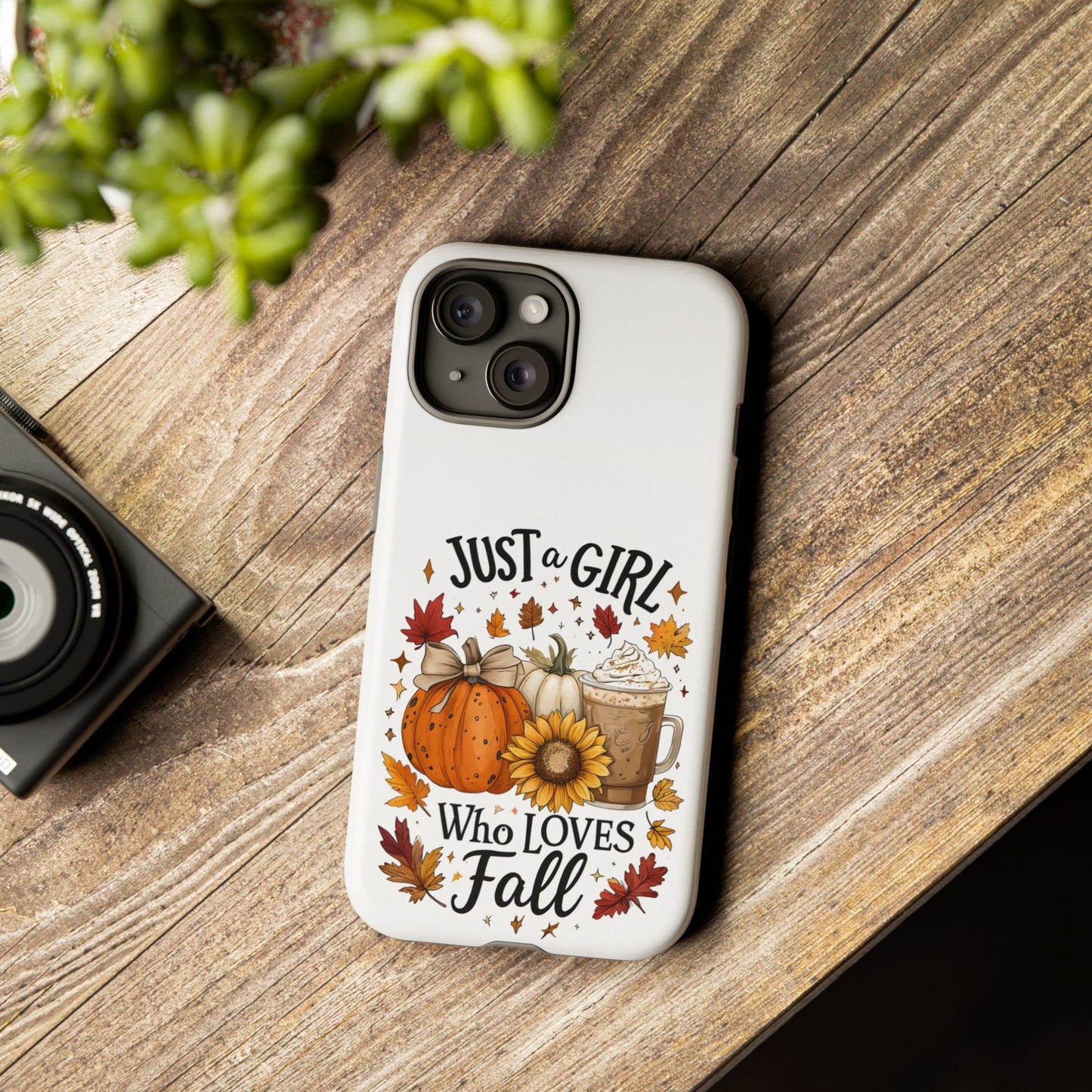 Just a Girl Who Loves Fall Phone Case, Autumn Aesthetic iPhone Cover, Pumpkin Spice Latte Case, Cute Fall Gift
