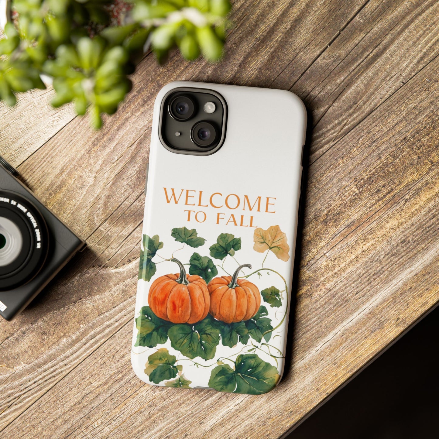 Welcome to Fall Phone Case, Pumpkin Autumn Leaves Design, Fall Aesthetic iPhone Cover, Seasonal Harvest Gift for Her