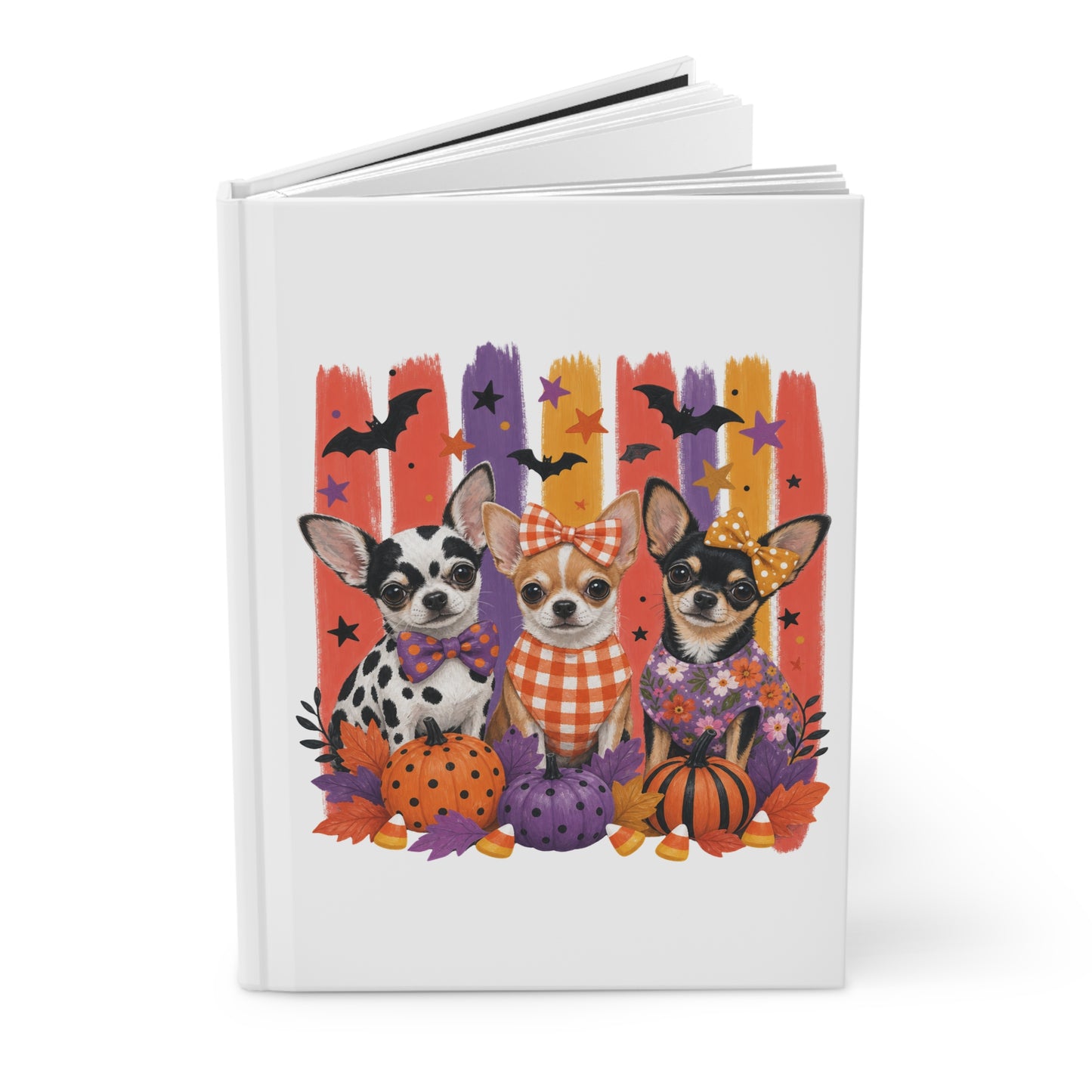 Halloween Chihuahuas Hardcover Journal | Pumpkin, Bats, Fall Pattern
