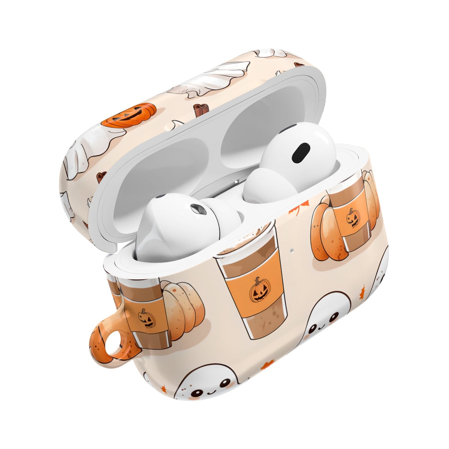 Fall Ghost Coffee AirPods Case, Cute Halloween AirPods Case, Pumpkin Coffee AirPods Cover, Autumn Ghost AirPods Case