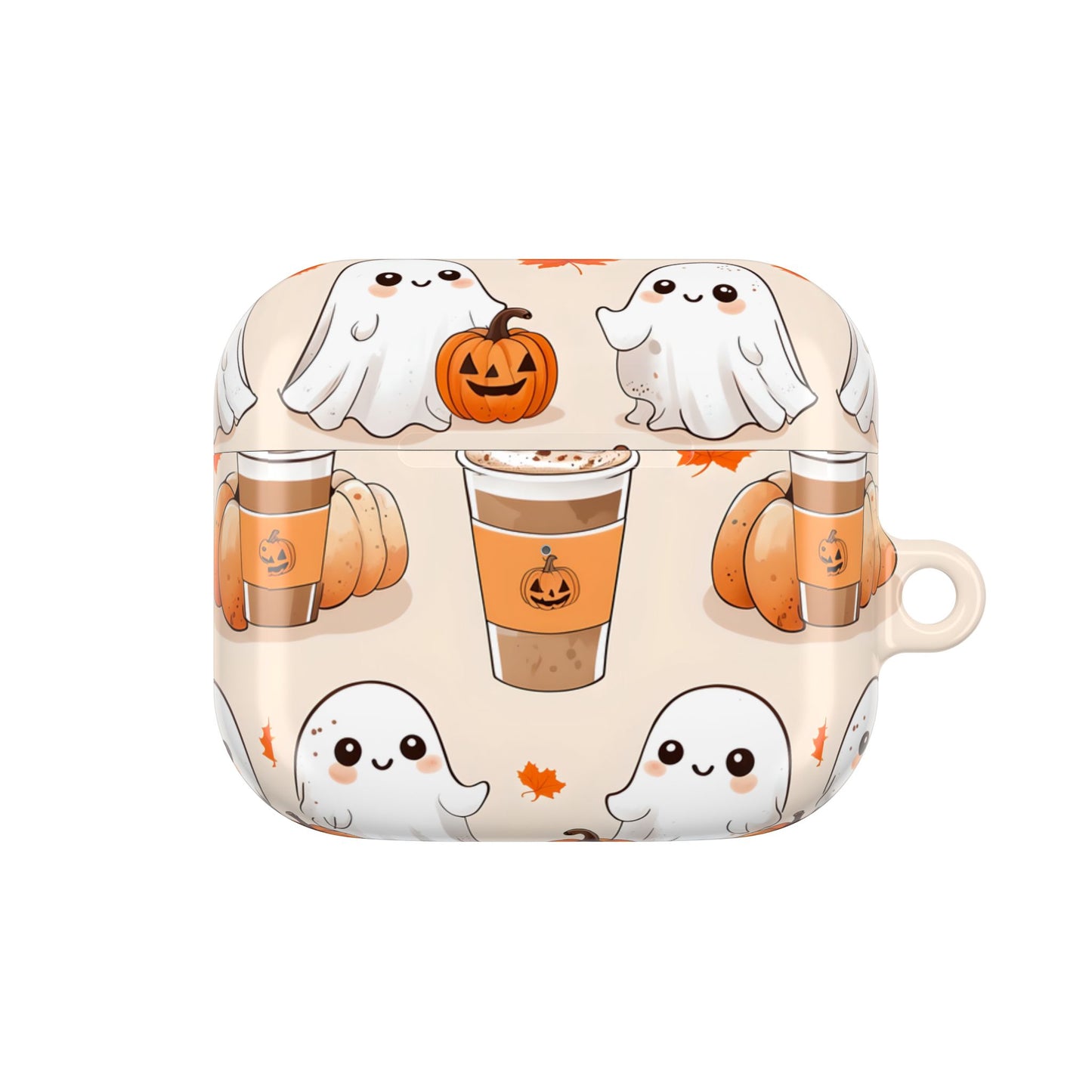 Fall Ghost Coffee AirPods Case, Cute Halloween AirPods Case, Pumpkin Coffee AirPods Cover, Autumn Ghost AirPods Case