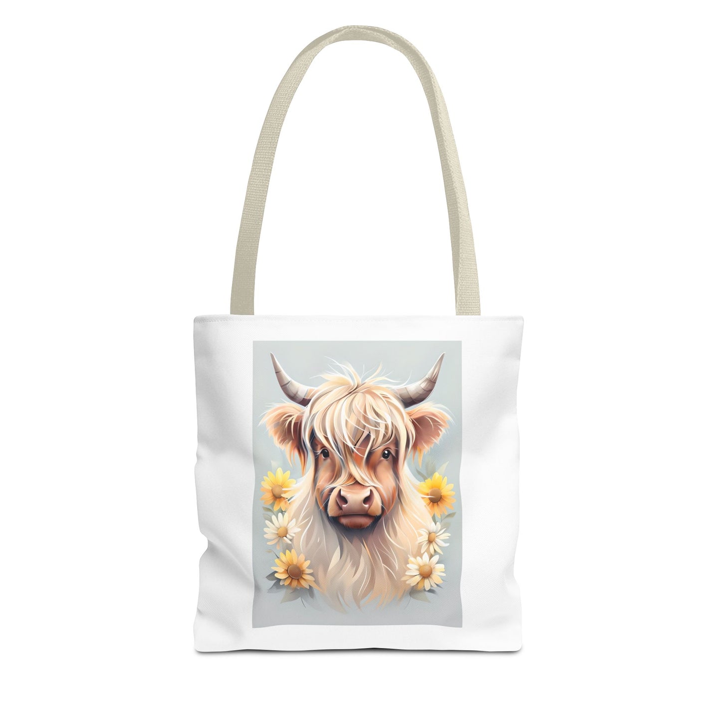 Adorable Highland Cow Tote Bag, Farmhouse Decor, Animal Lover Gift, Floral Print, Everyday Use, Easter gift