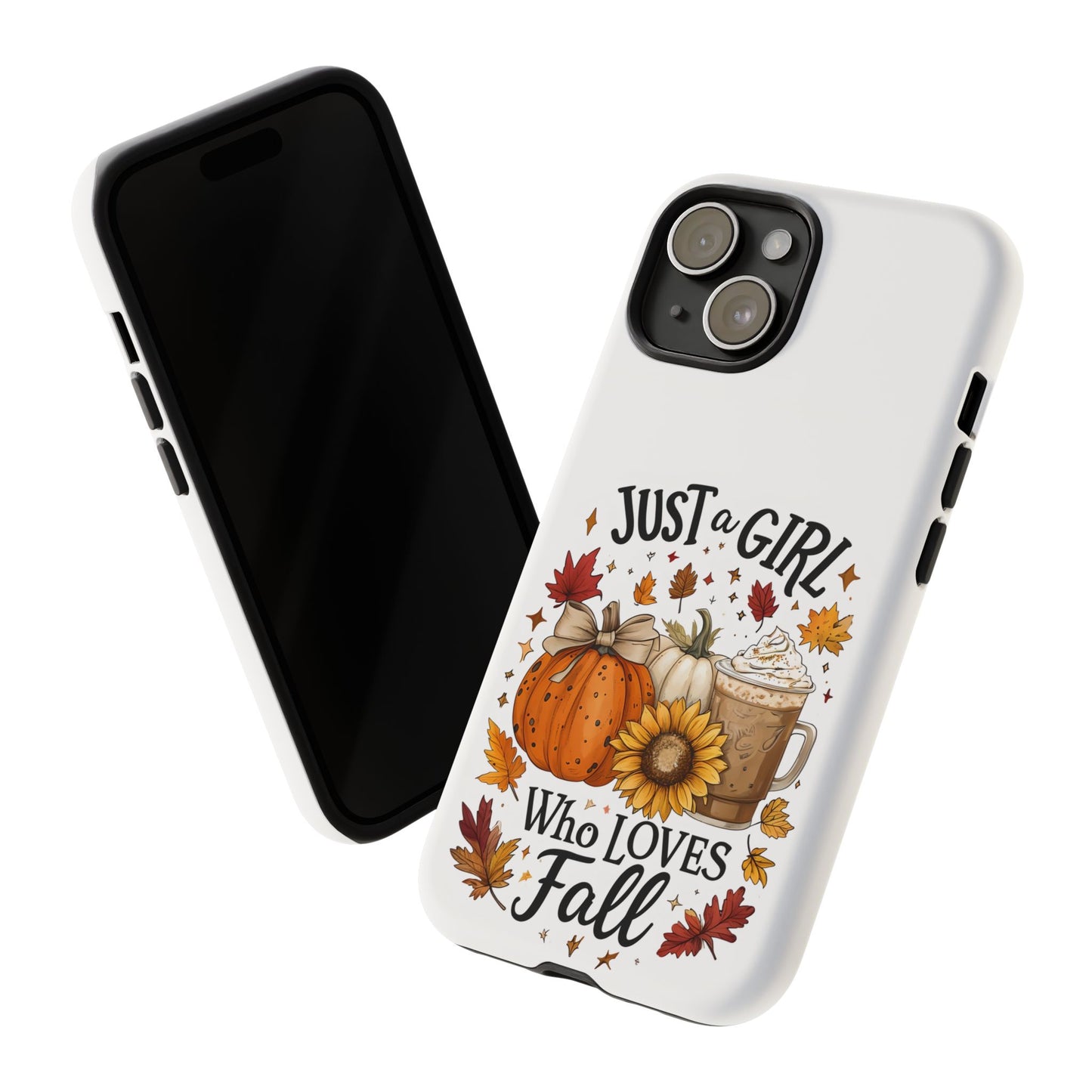 Just a Girl Who Loves Fall Phone Case, Autumn Aesthetic iPhone Cover, Pumpkin Spice Latte Case, Cute Fall Gift