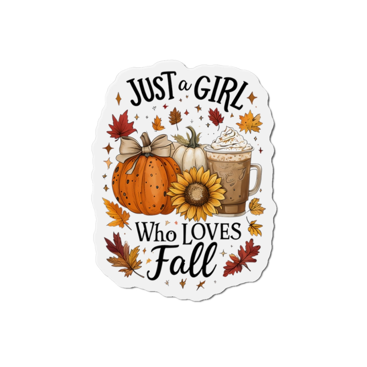 Just a Girl Who Loves Fall Magnet, Pumpkin Spice Fridge Magnet, Cute Autumn Décor, Sunflower PSL Gift, Fall Aesthetic Locker Magnet