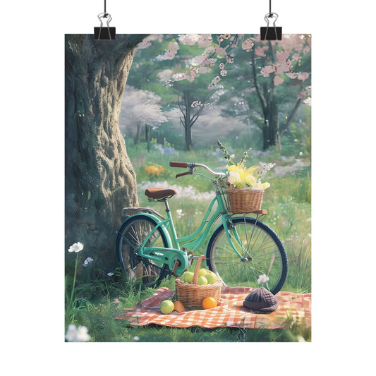 Whimsical Bike Garden Poster | Vintage Decor for Home, Spring Wall Art, Cottagecore Aesthetic, Gift for Nature Lovers, Floral Print
