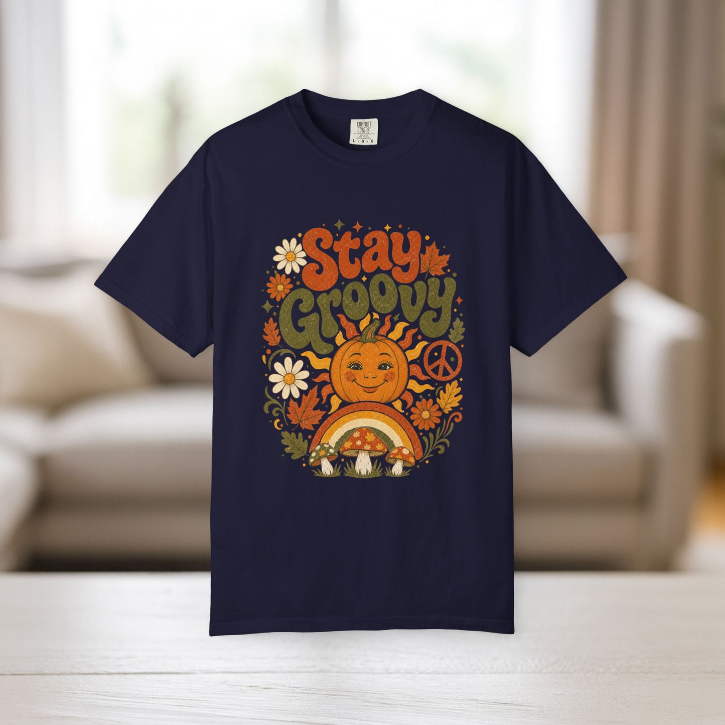 Stay Groovy Shirt | Retro Fall Comfort Colors Tee | 70s Pumpkin Graphic Tee | Boho Autumn Shirt | Groovy Fall Peace Sign T-Shirt
