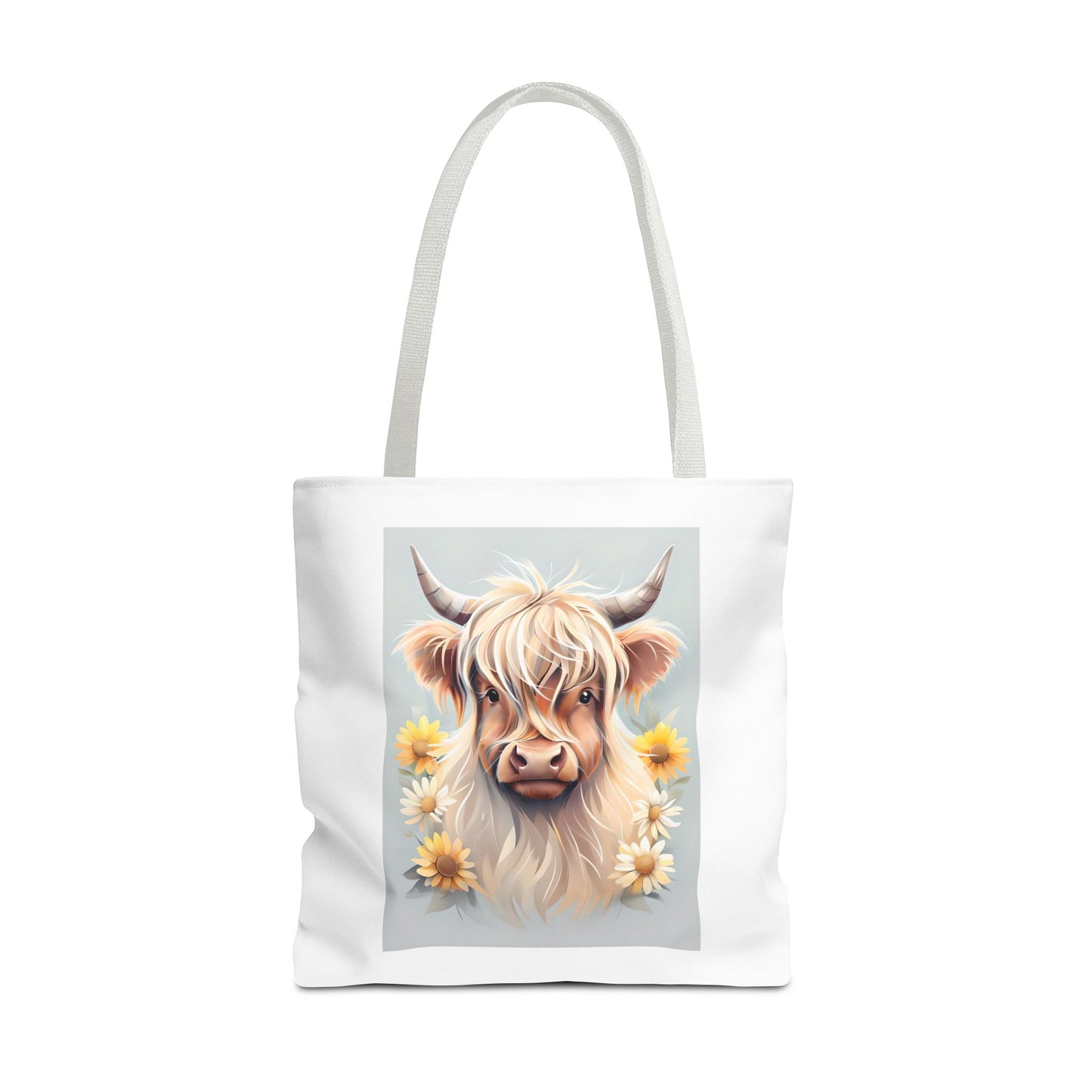 Adorable Highland Cow Tote Bag, Farmhouse Decor, Animal Lover Gift, Floral Print, Everyday Use, Easter gift