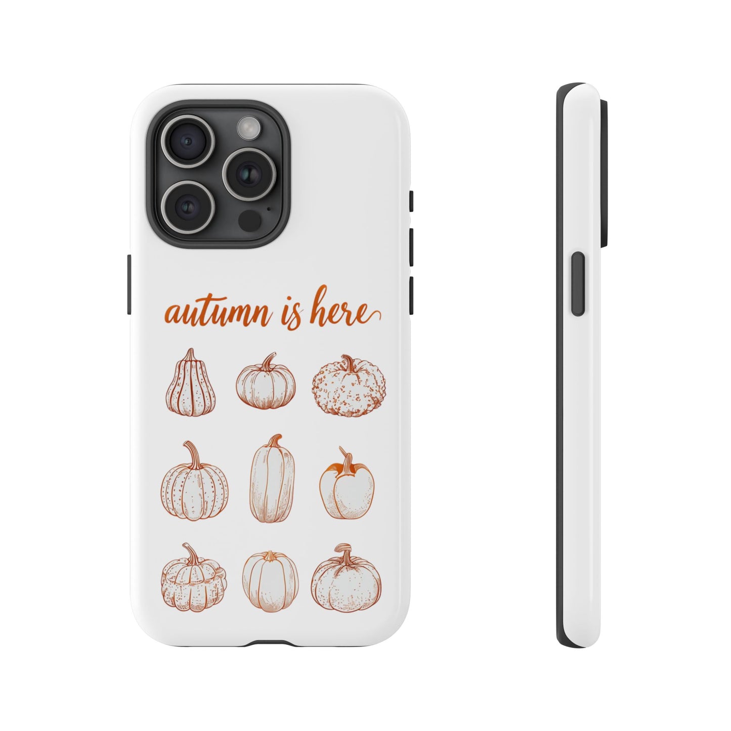 Autumn is Here Pumpkin Phone Case, Fall Pumpkin Illustration Phone Cover, Seasonal Autumn Phone Accessory