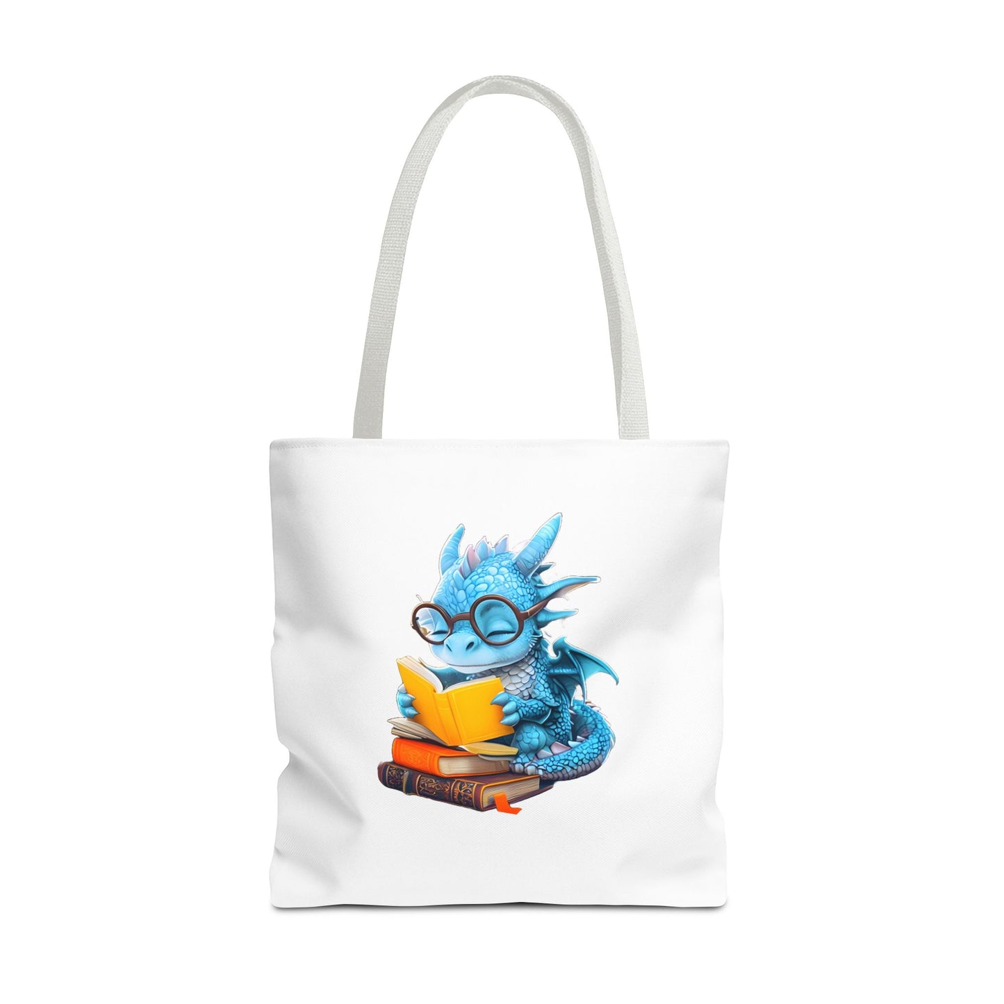 Cute Dragon Reading Tote Bag, Book Lover Gift, Fantasy Art Tote, Dragon Enthusiast, Whimsical Bag for Everyday Use