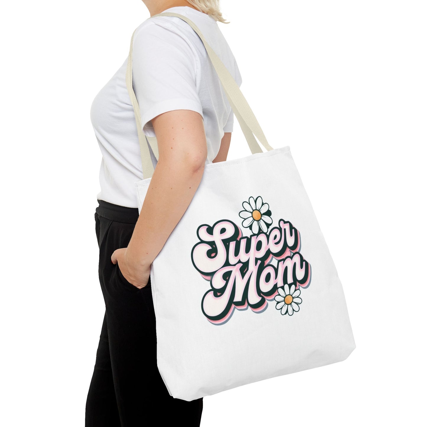Super Mom Tote Bag - Floral Gift for Mothers Day, Shopping Bag, Eco-Friendly, Everyday Use, Mother's Day Gift, Mom Life