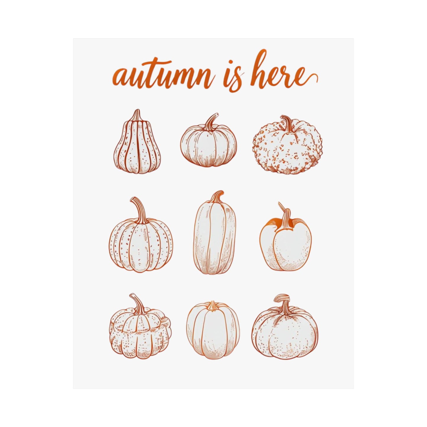 Autumn is Here Pumpkin Illustration Wall Art – Fall Harvest Seasonal Print