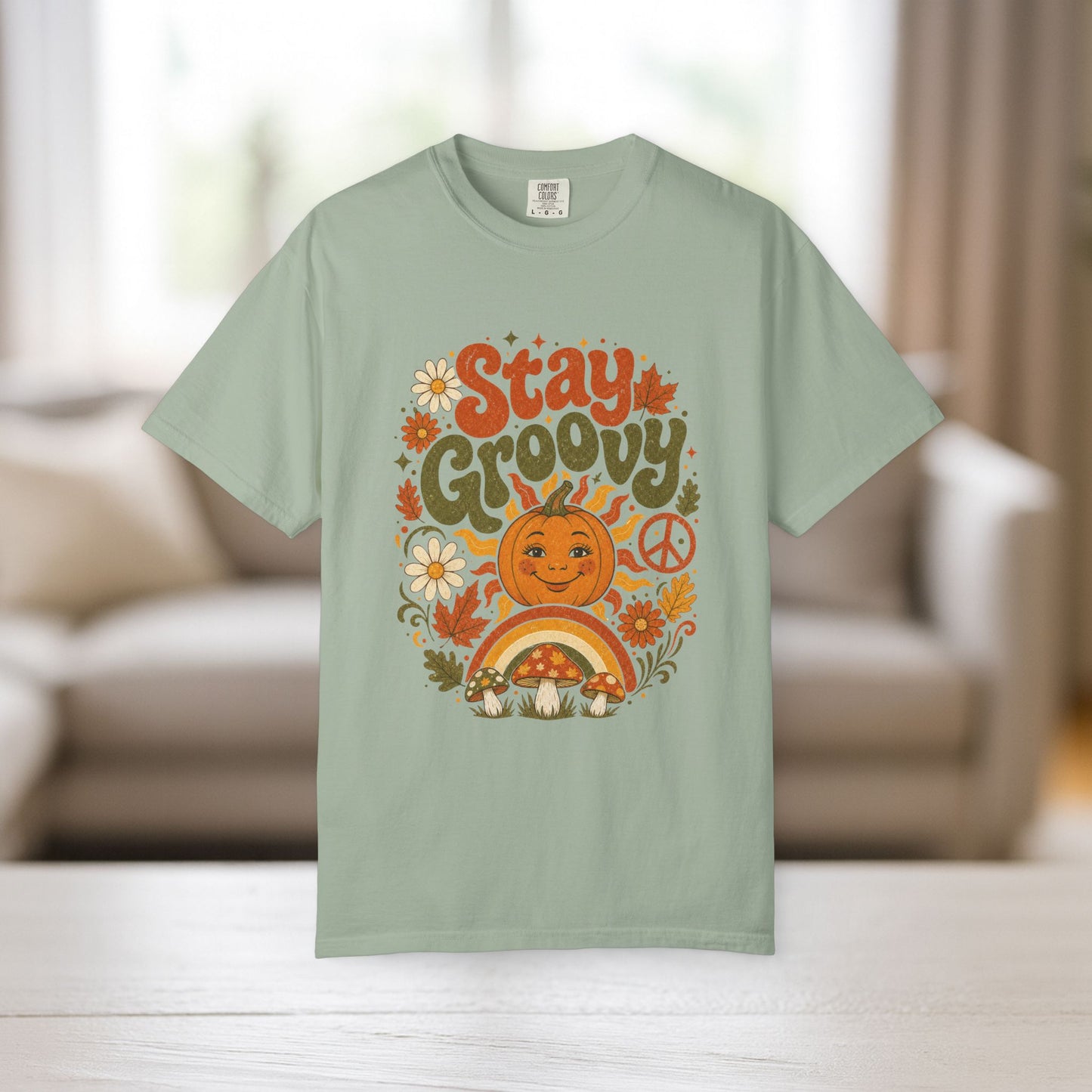 Stay Groovy Shirt | Retro Fall Comfort Colors Tee | 70s Pumpkin Graphic Tee | Boho Autumn Shirt | Groovy Fall Peace Sign T-Shirt