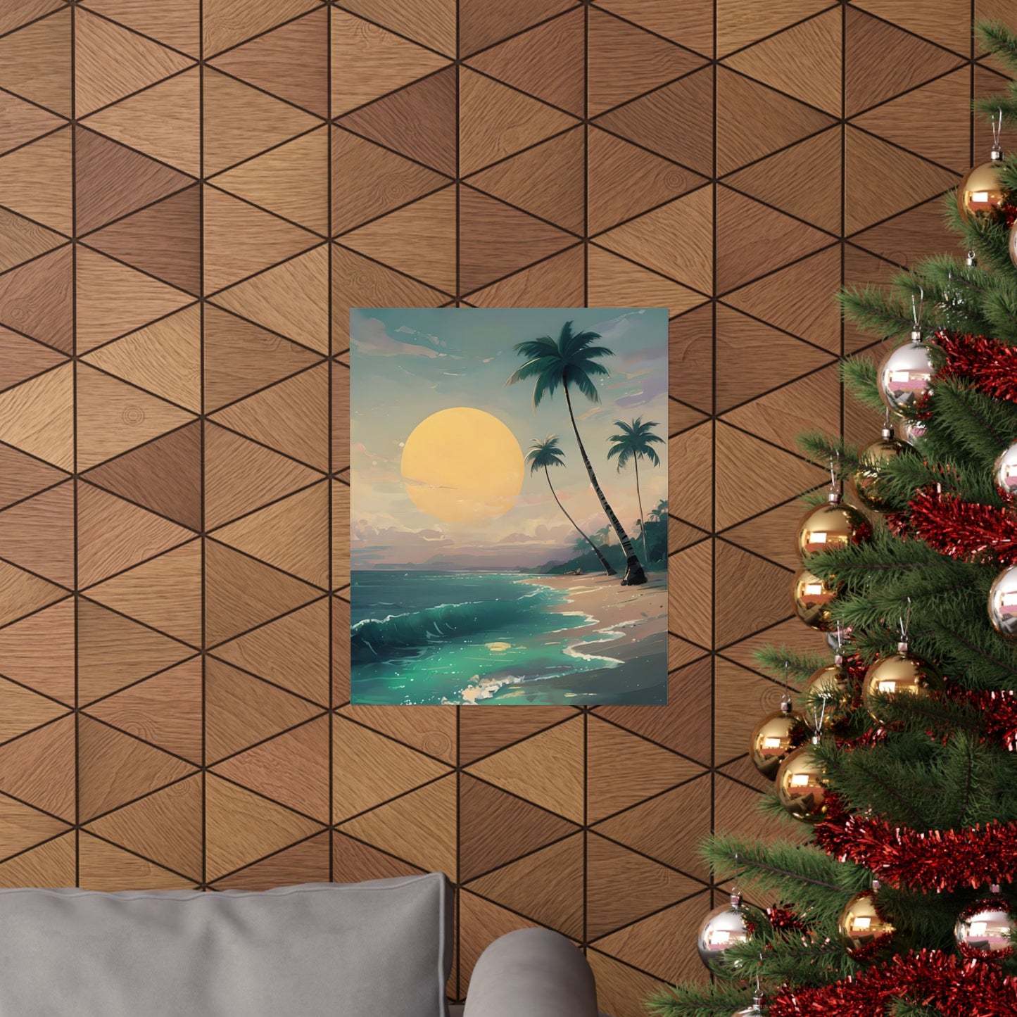 Beach Sunset Vertical Posters - Tropical Wall Art, Ocean Decor, Summer Vibes, Relaxation Artwork, Gift for Nature Lovers