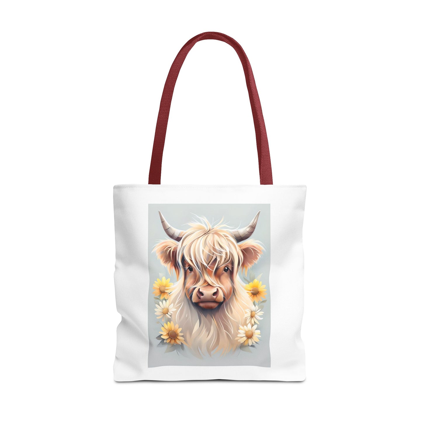 Adorable Highland Cow Tote Bag, Farmhouse Decor, Animal Lover Gift, Floral Print, Everyday Use, Easter gift