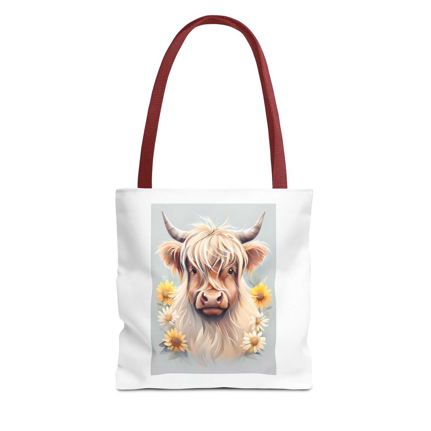 Adorable Highland Cow Tote Bag, Farmhouse Decor, Animal Lover Gift, Floral Print, Everyday Use, Easter gift