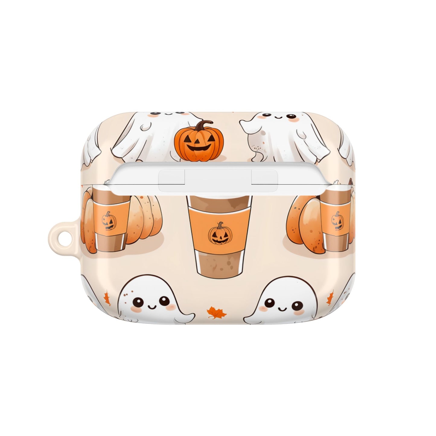 Fall Ghost Coffee AirPods Case, Cute Halloween AirPods Case, Pumpkin Coffee AirPods Cover, Autumn Ghost AirPods Case