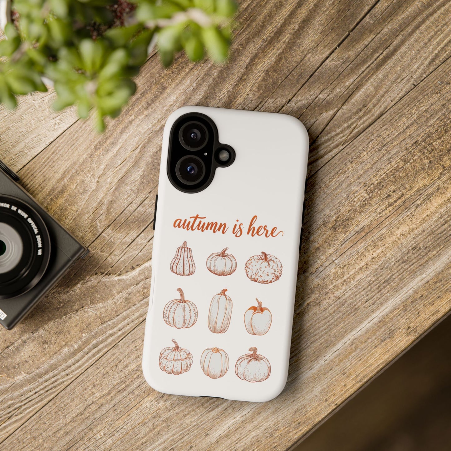 Autumn is Here Pumpkin Phone Case, Fall Pumpkin Illustration Phone Cover, Seasonal Autumn Phone Accessory