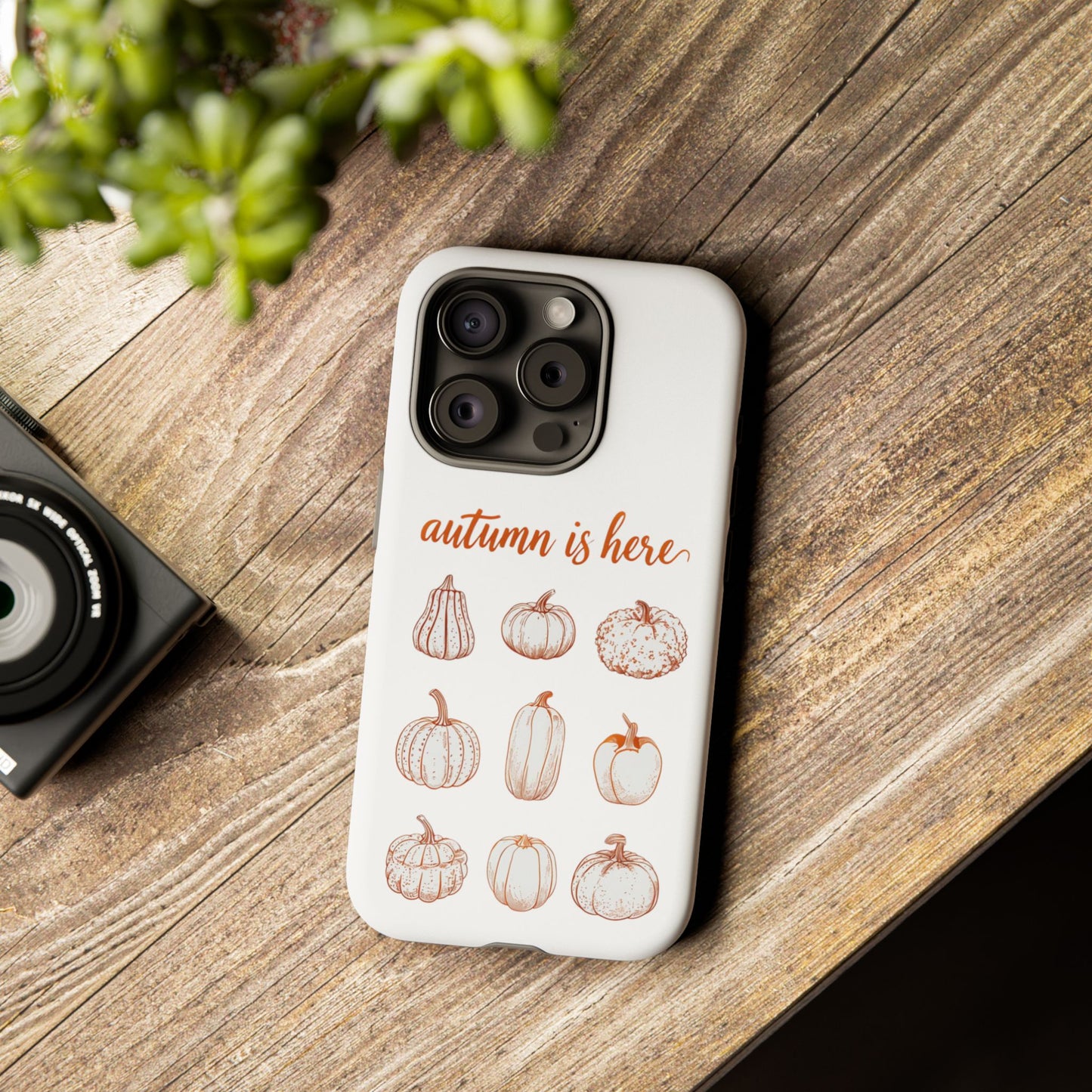Autumn is Here Pumpkin Phone Case, Fall Pumpkin Illustration Phone Cover, Seasonal Autumn Phone Accessory