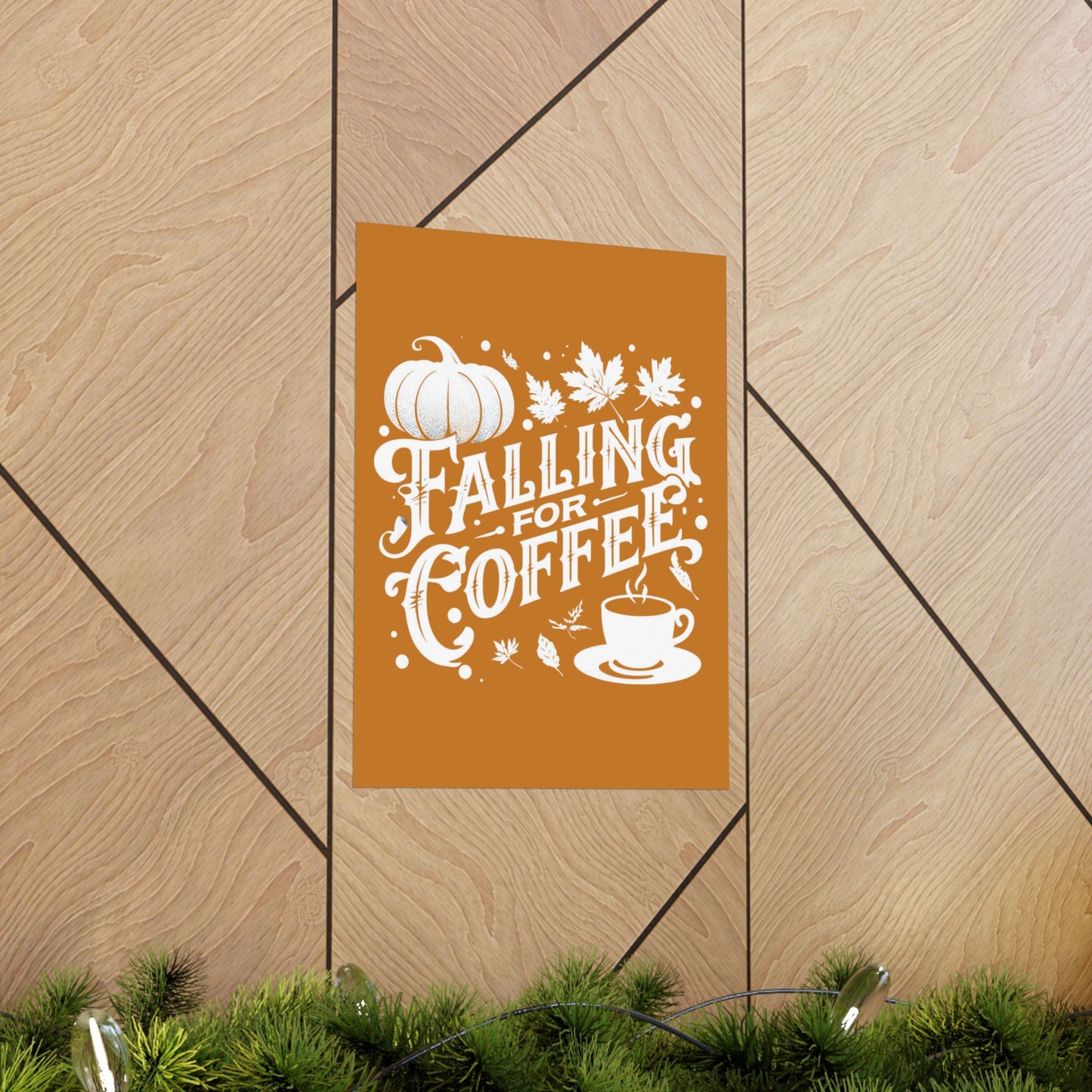 Fall Coffee Poster, Autumn Wall Art, Pumpkin Spice Decor, Cozy Home Decoration, Seasonal Typography Print