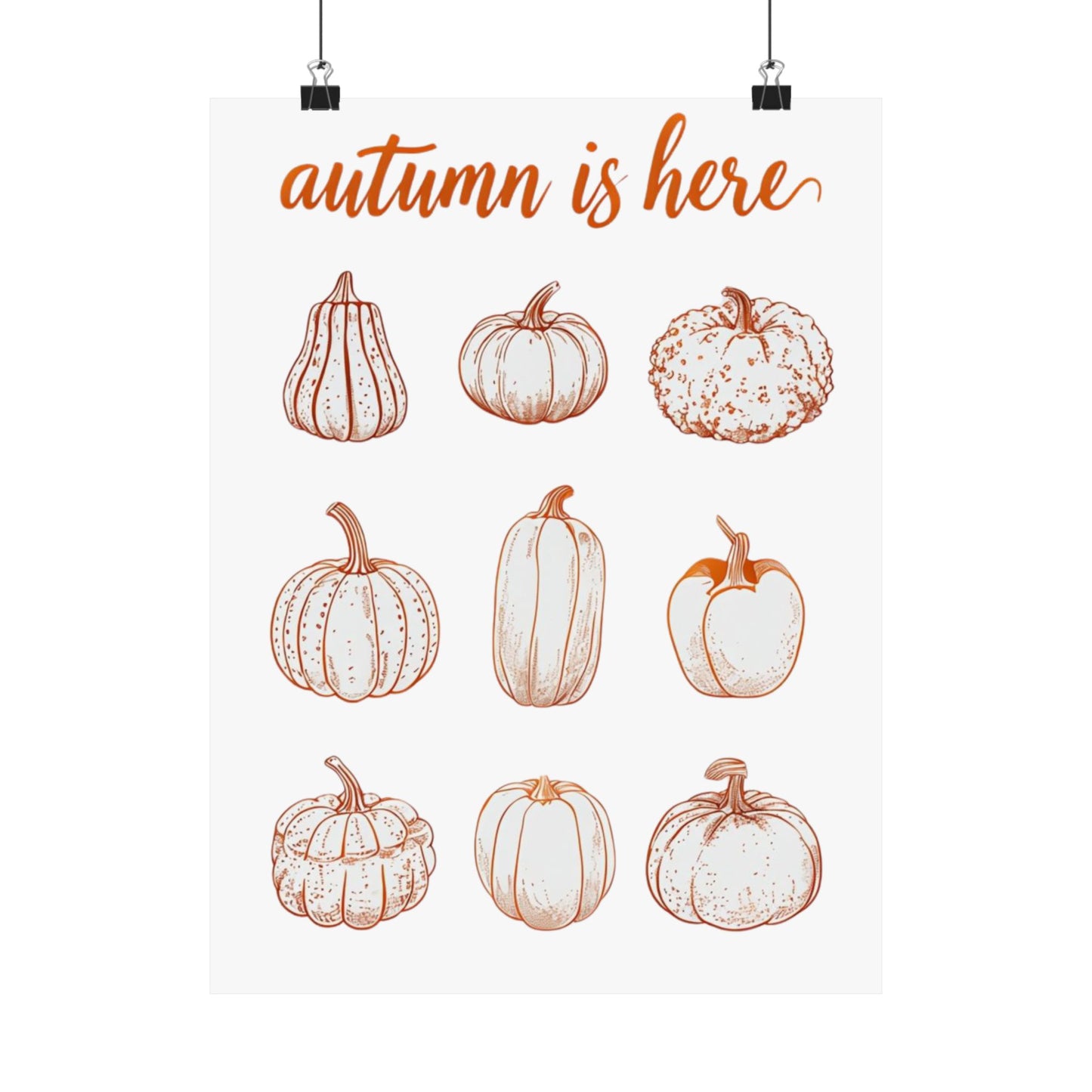 Autumn is Here Pumpkin Illustration Wall Art – Fall Harvest Seasonal Print