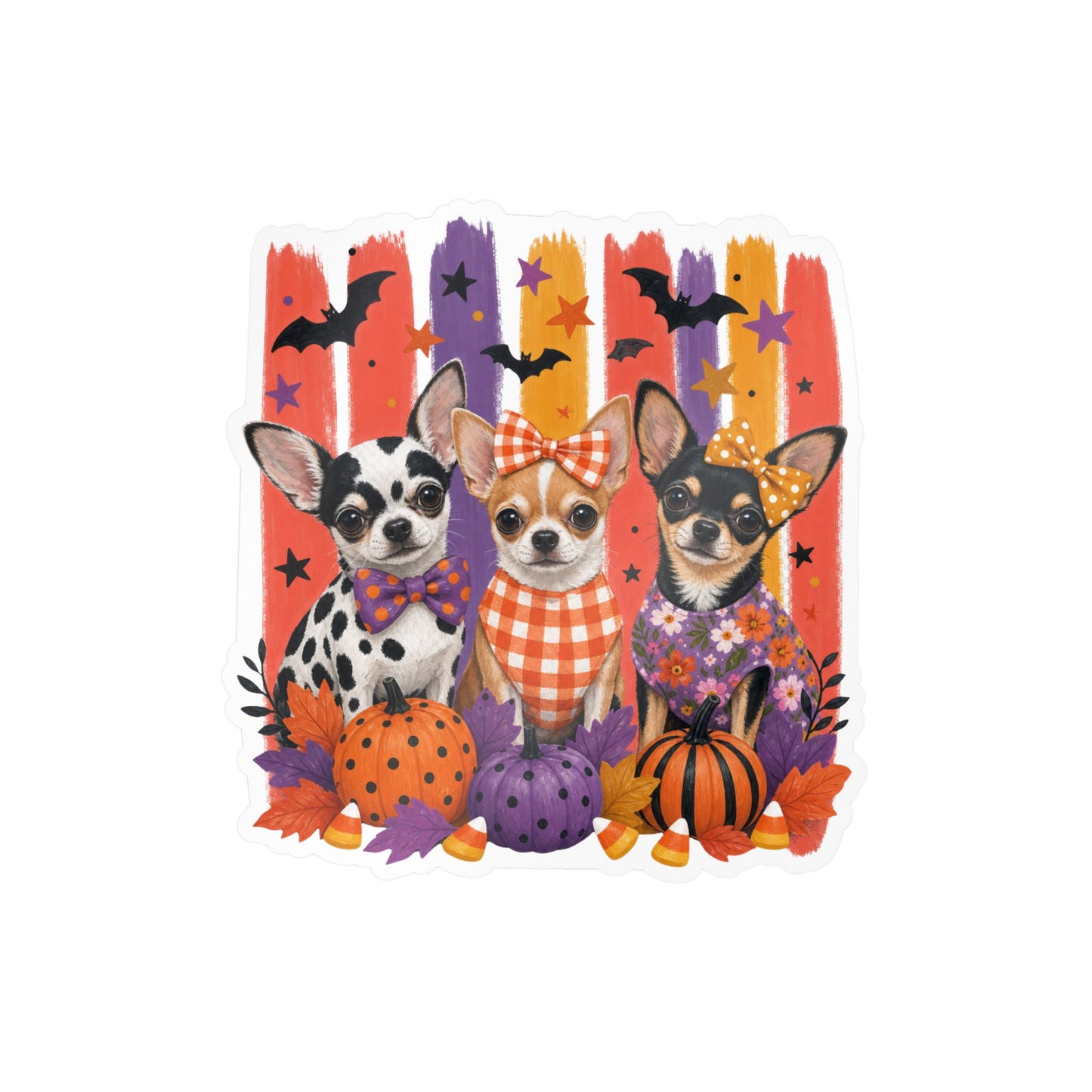 Three Chihuahua Dogs Halloween sticker | Kiss-Cut Vinyl Decal