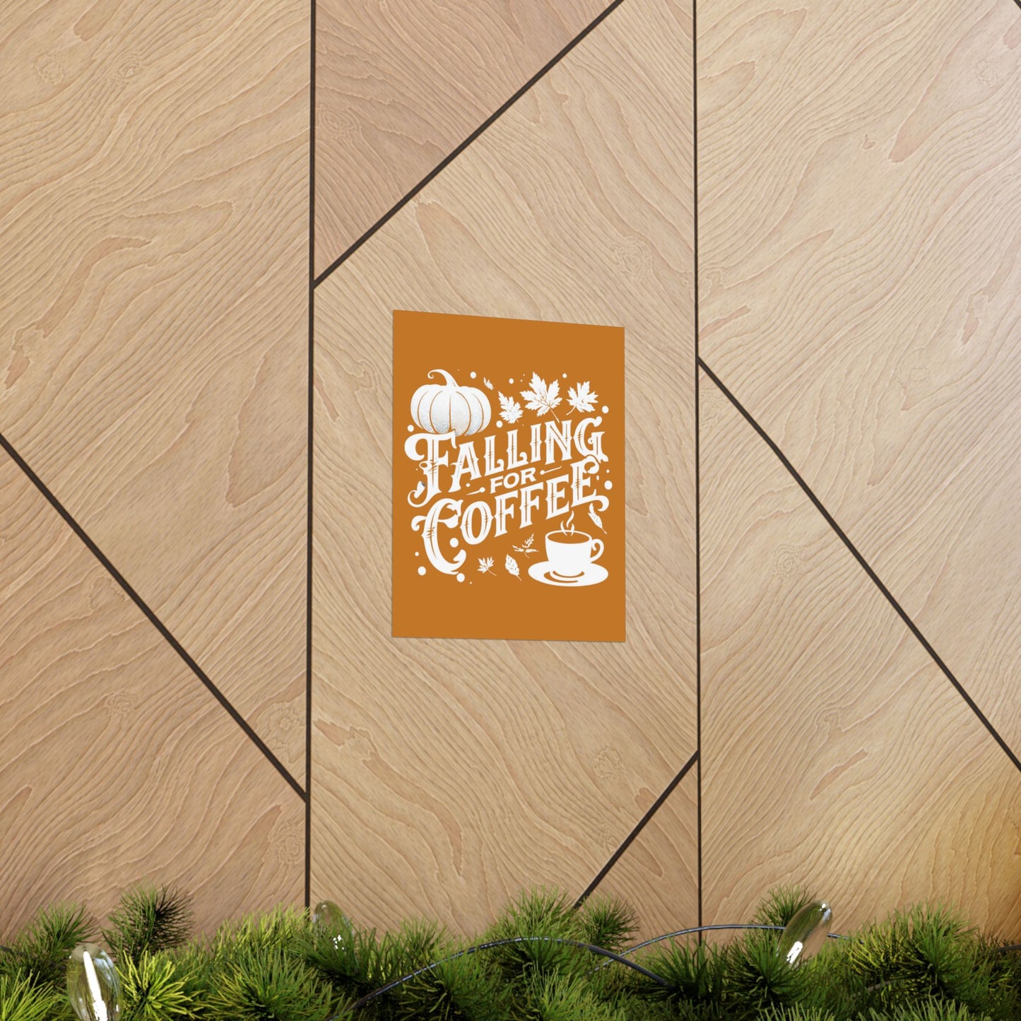 Fall Coffee Poster, Autumn Wall Art, Pumpkin Spice Decor, Cozy Home Decoration, Seasonal Typography Print