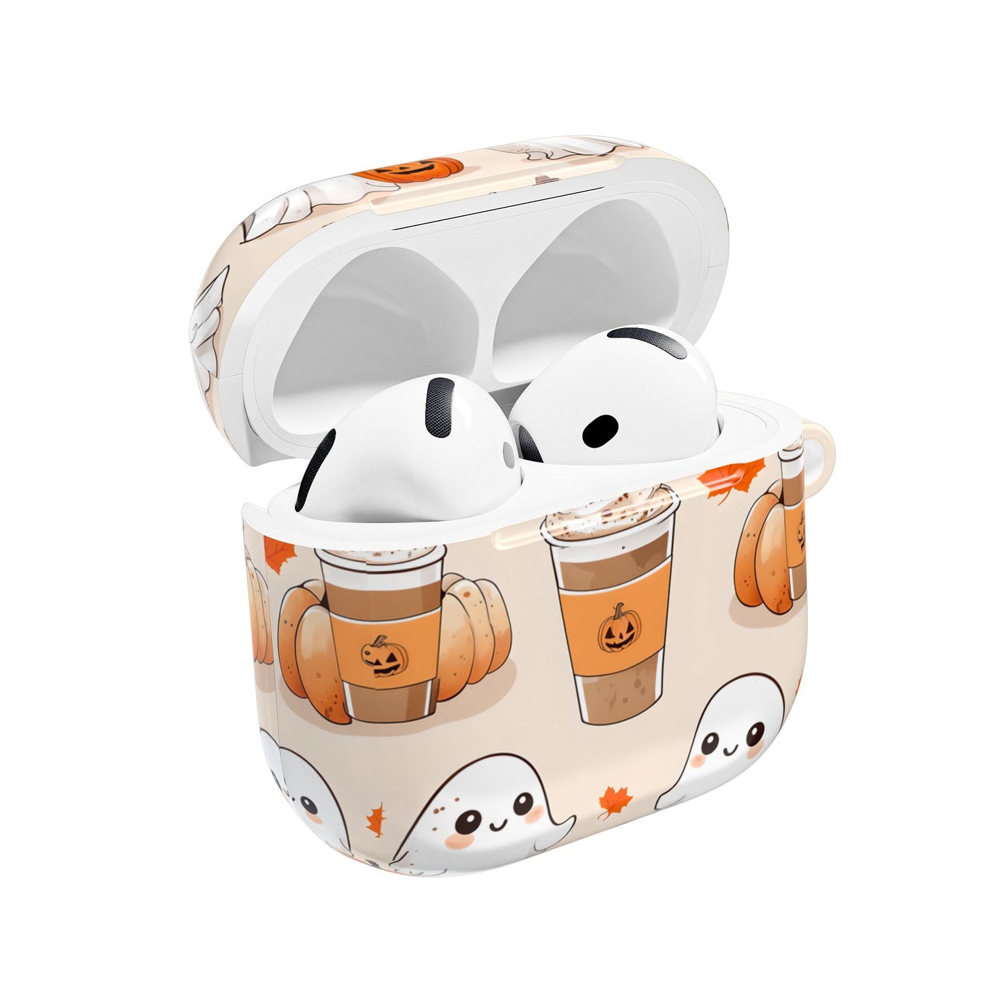 Fall Ghost Coffee AirPods Case, Cute Halloween AirPods Case, Pumpkin Coffee AirPods Cover, Autumn Ghost AirPods Case