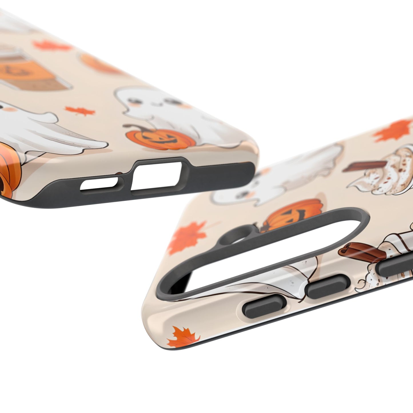 Kawaii Ghost Phone Case, Halloween Coffee Case, Pumpkin Spice iPhone Cover, Cute Fall Phone Grip, Spooky Season Aesthetic