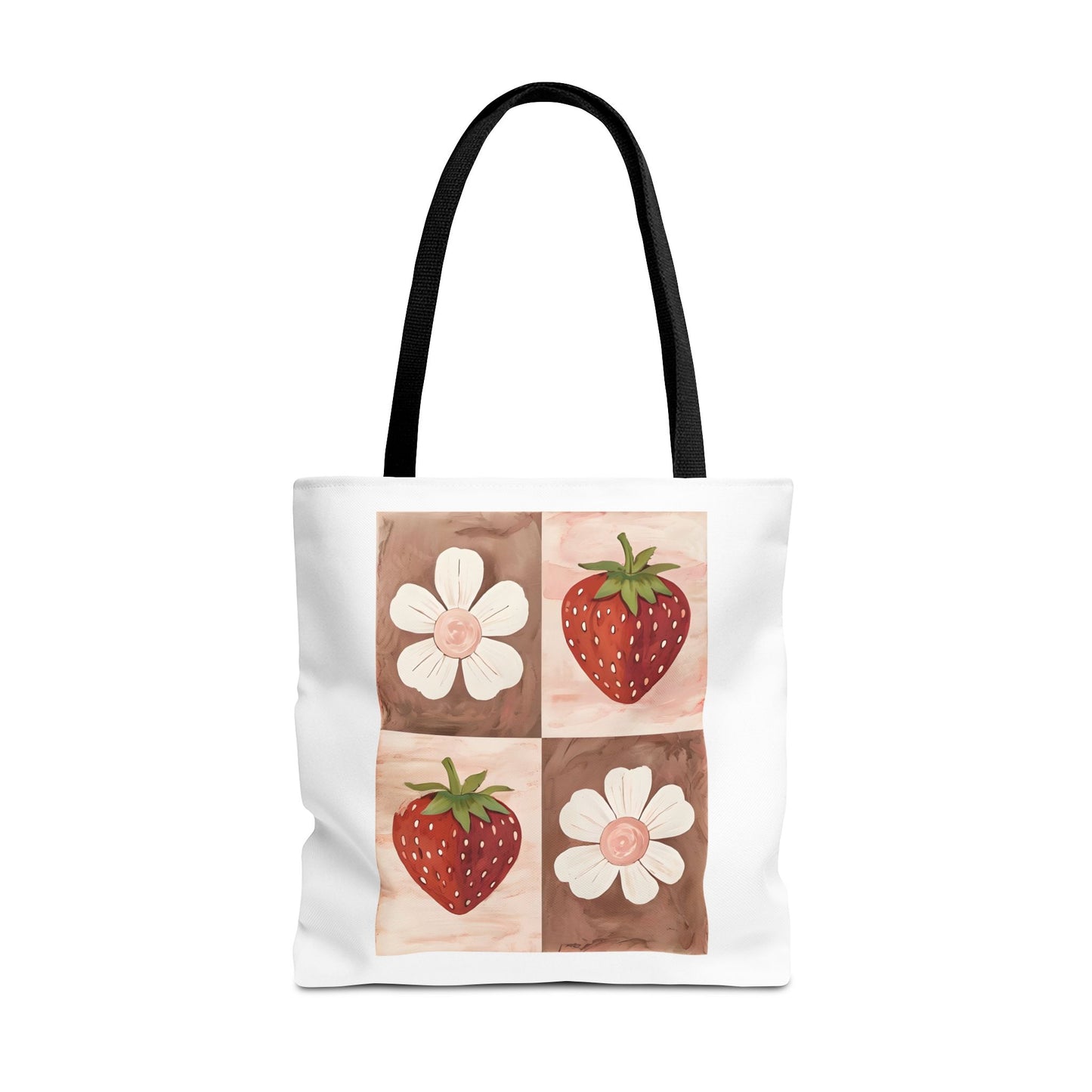 Strawberry Floral Tote Bag, Perfect for Spring, Eco-Friendly Shopping, Farmers Market, Gifts for Her, Cute Weekend Bag