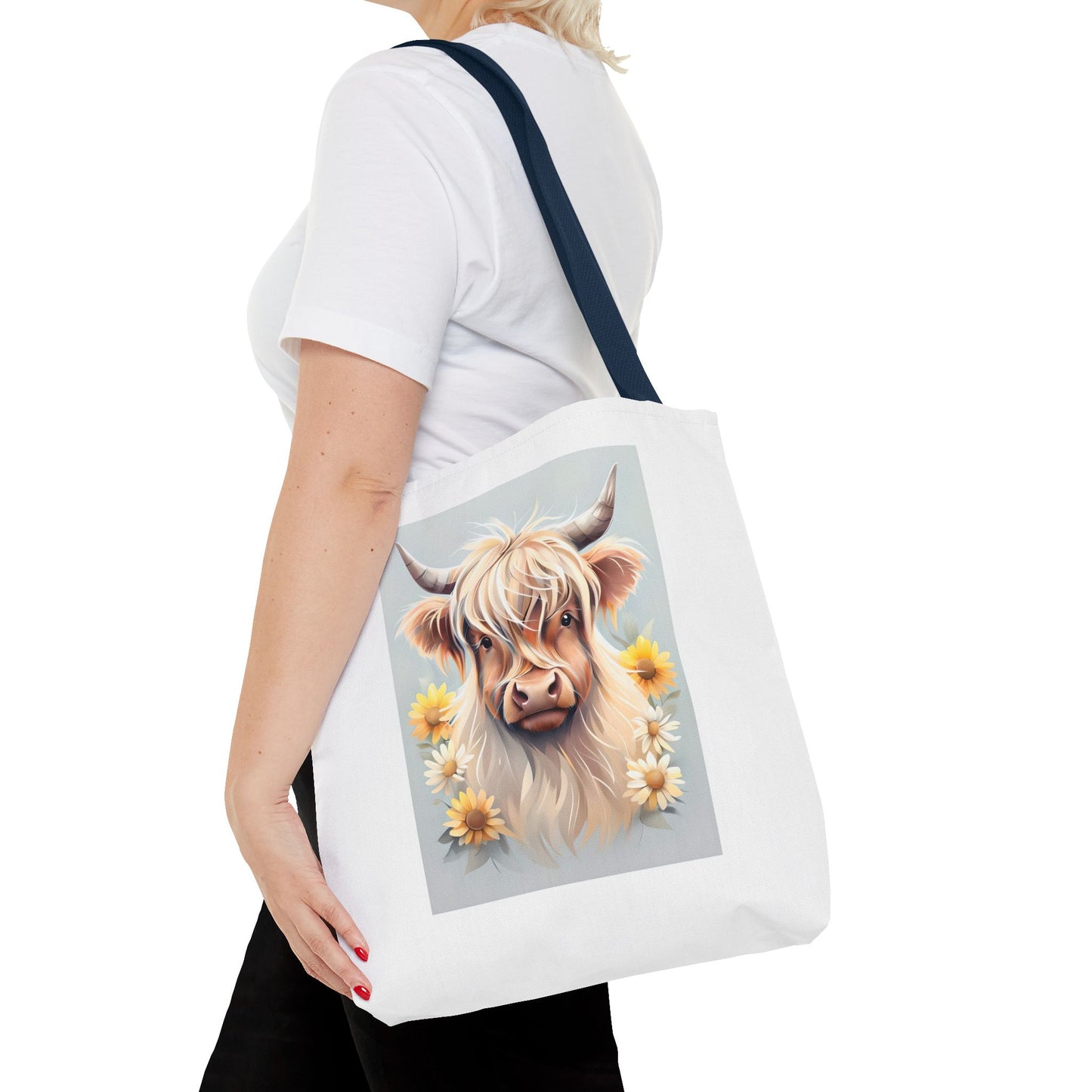 Adorable Highland Cow Tote Bag, Farmhouse Decor, Animal Lover Gift, Floral Print, Everyday Use, Easter gift