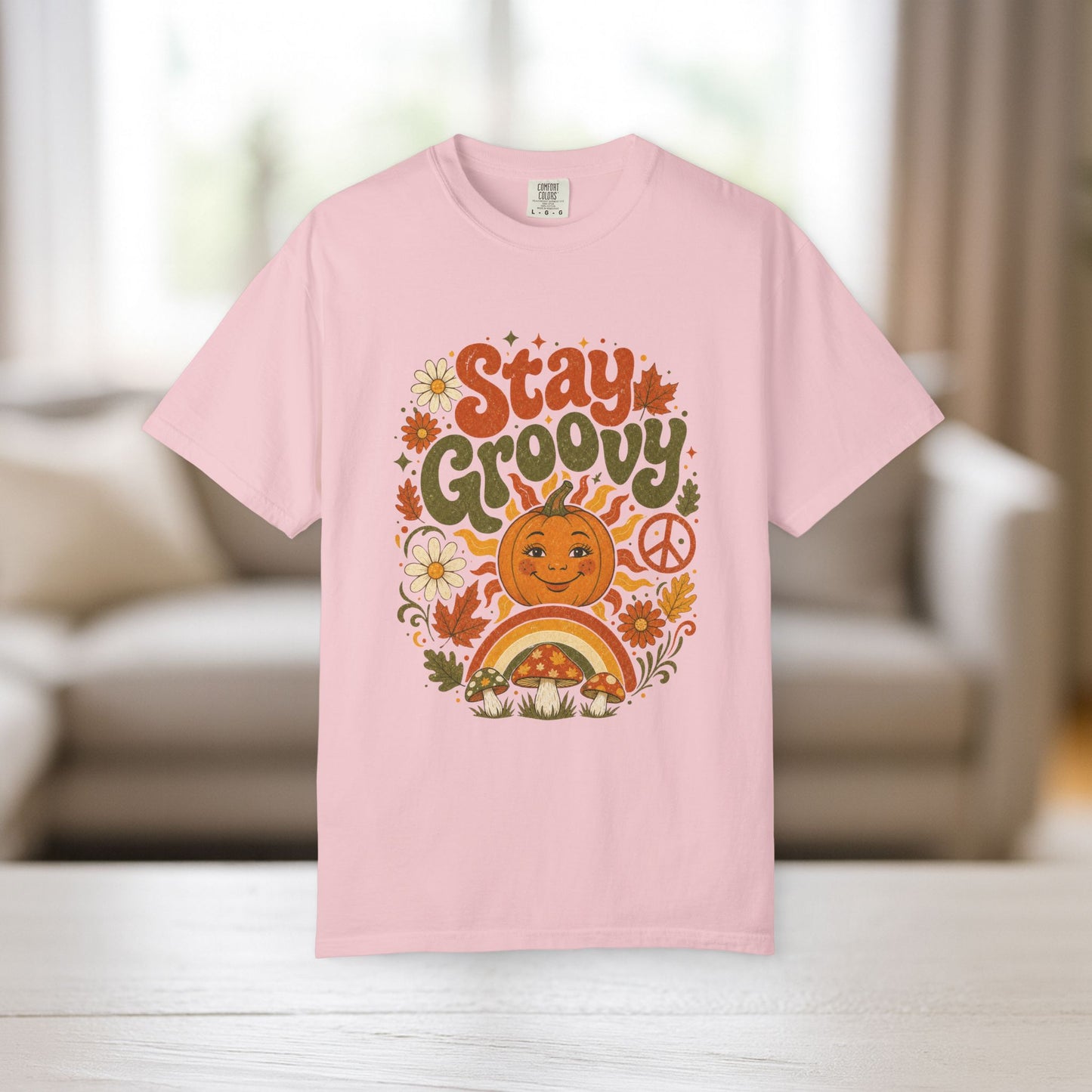 Stay Groovy Shirt | Retro Fall Comfort Colors Tee | 70s Pumpkin Graphic Tee | Boho Autumn Shirt | Groovy Fall Peace Sign T-Shirt